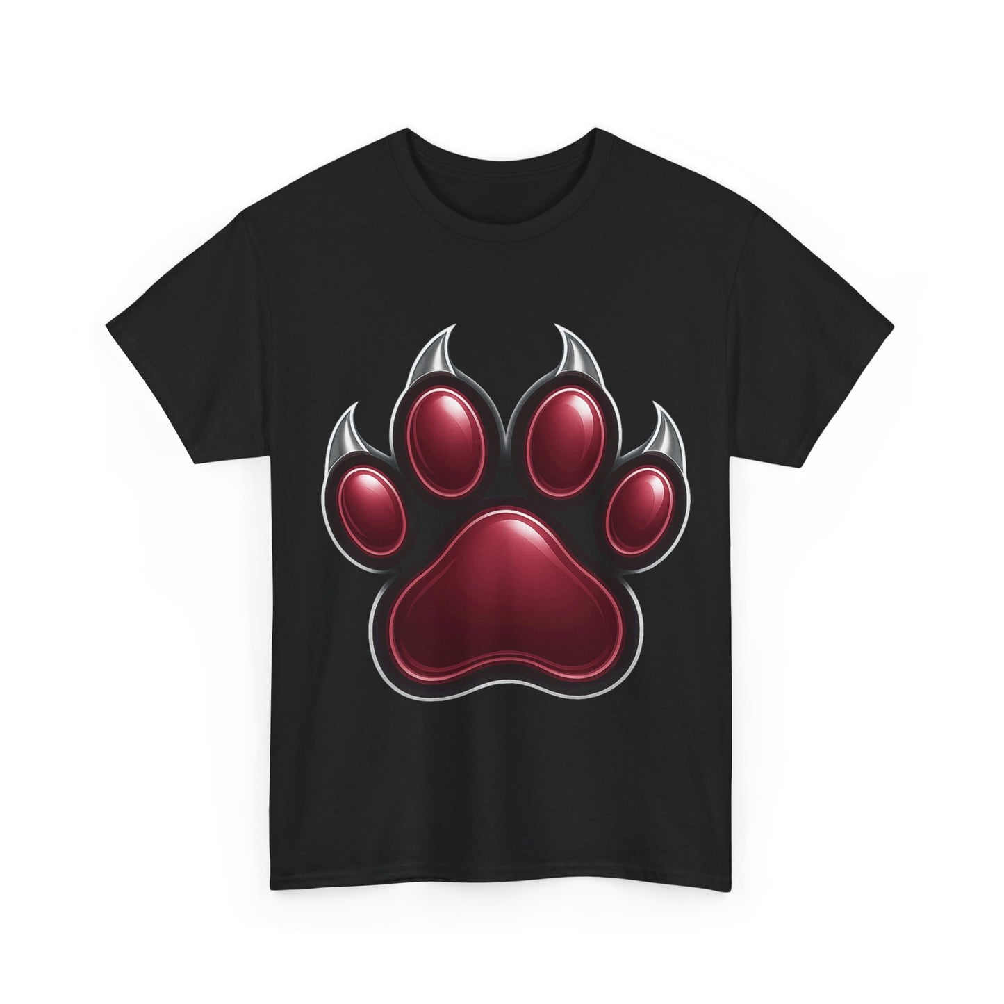 Stylish Unisex Heavy Cotton Tee with Bold Red Paw Print, Pet Lover Gift, Animal Rescue Fundraiser, Casual Wear, Everyday Essentials