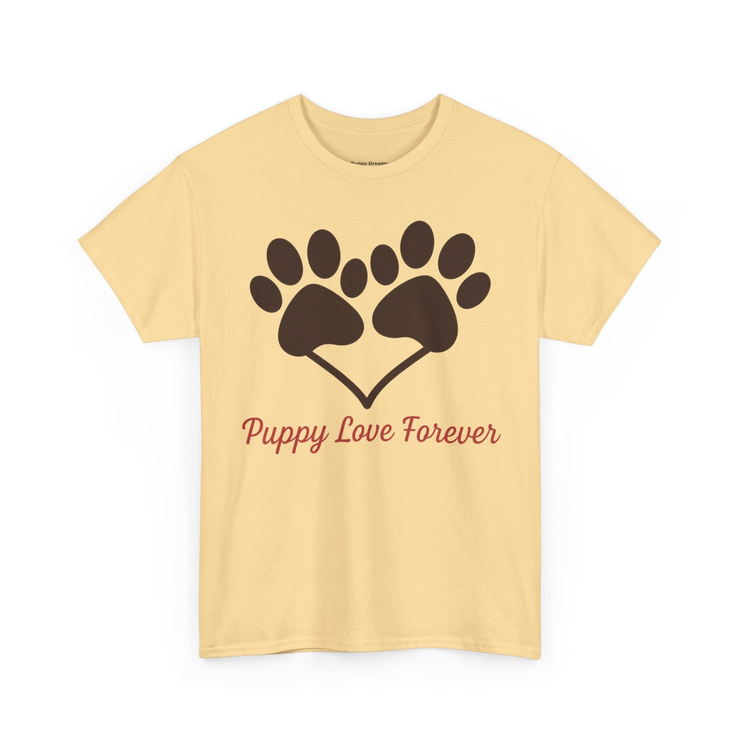 Puppy Love Forever Unisex Heavy Cotton Tee, Dog Lover Gift, Heart Paw Print Shirt, Pet Adoption Awareness, Animal Rescue T-Shirt