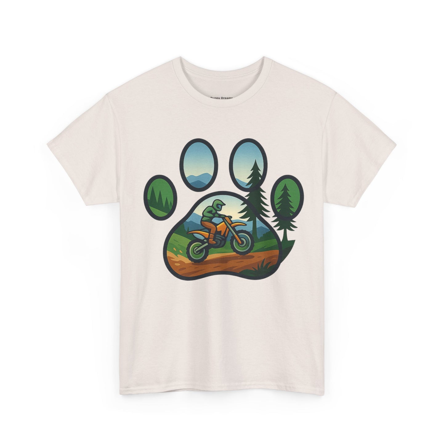 Adventure Paw Print T-Shirt, Unisex Cotton Tee, Outdoor Enthusiast Gift, Nature Lover Shirt, Motorcycle Graphics Tee