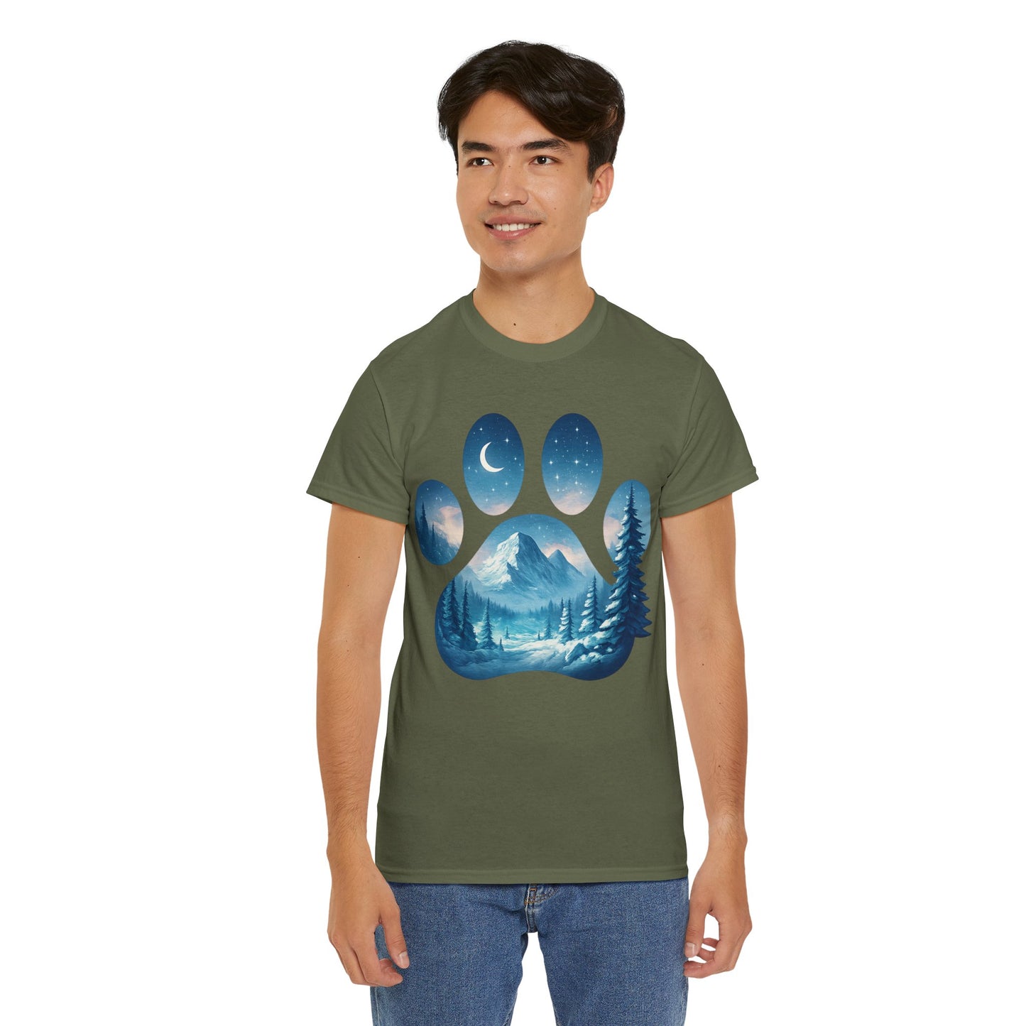 Nature-Inspired Paw Print Tee, Ideal for Pet Lovers, Perfect Gift for Birthdays, Relaxed Fit, Outdoor Adventures, Eco-Friendly