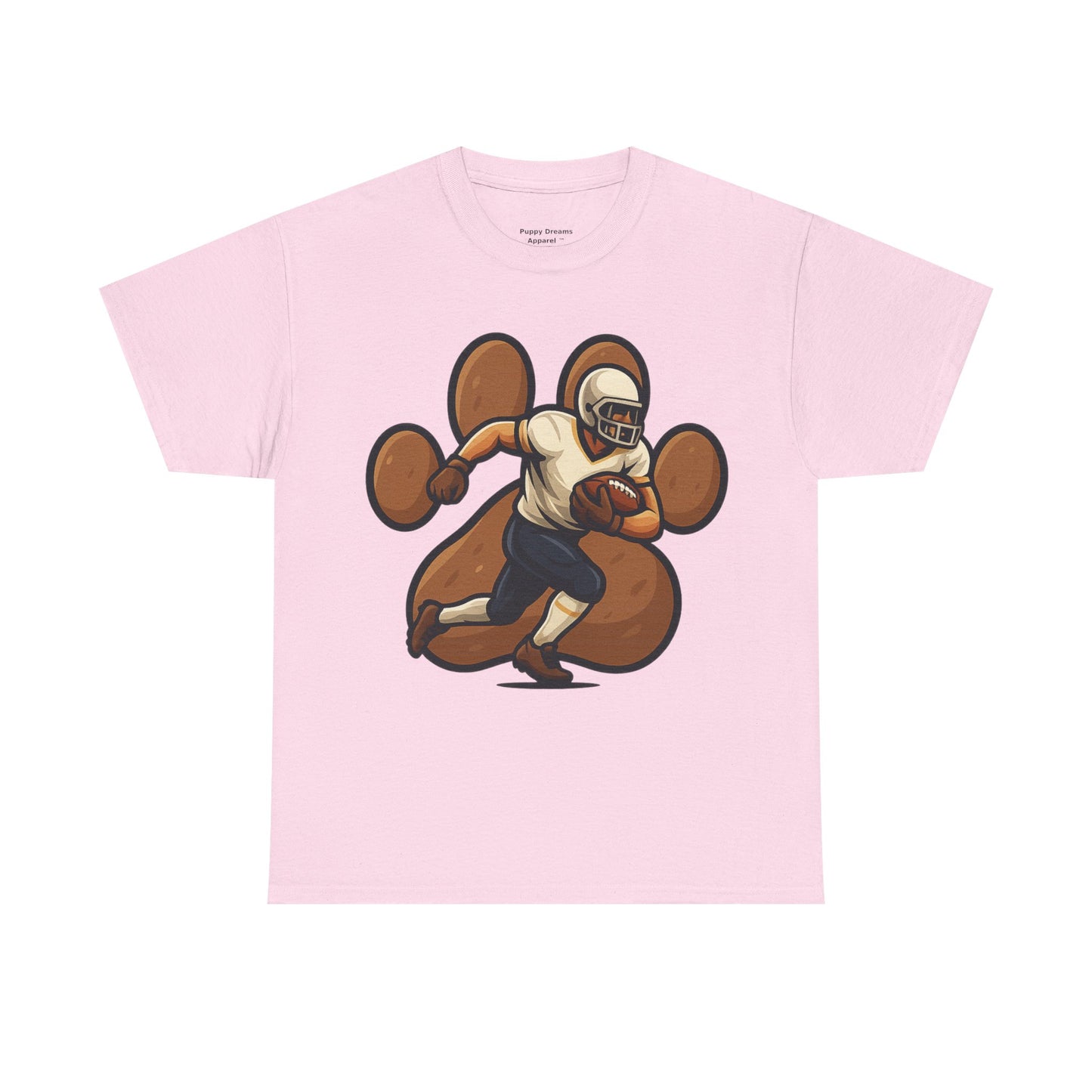 Football Paw Print Tee - Unisex Heavy Cotton T-Shirt, Sports Fan Gift, Game Day Apparel, Casual Wear, Team Spirit Tops
