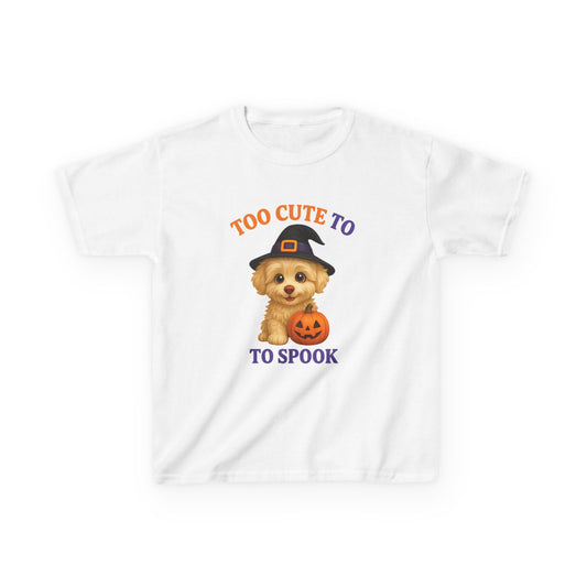 Too Cute to Spook Kids Tee, Halloween Shirt, Funny Kids T-Shirt, Cute Dog Shirt, Kids Halloween Costume Tee, Fall Holiday Apparel