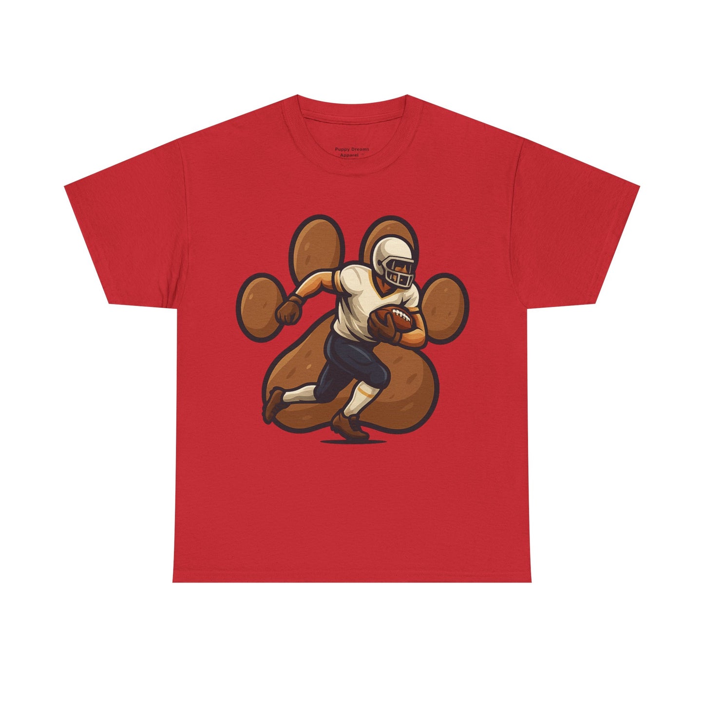 Football Paw Print Tee - Unisex Heavy Cotton T-Shirt, Sports Fan Gift, Game Day Apparel, Casual Wear, Team Spirit Tops