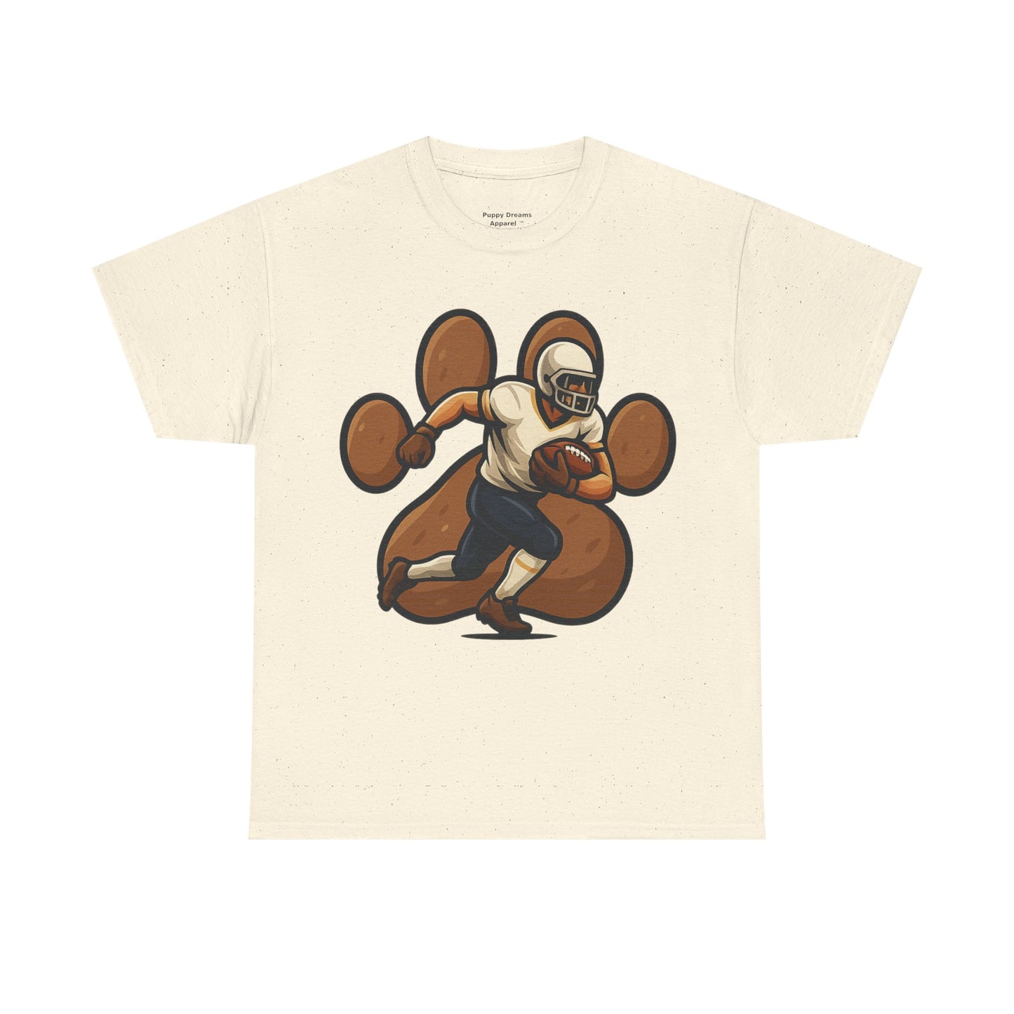 Football Paw Print Tee - Unisex Heavy Cotton T-Shirt, Sports Fan Gift, Game Day Apparel, Casual Wear, Team Spirit Tops