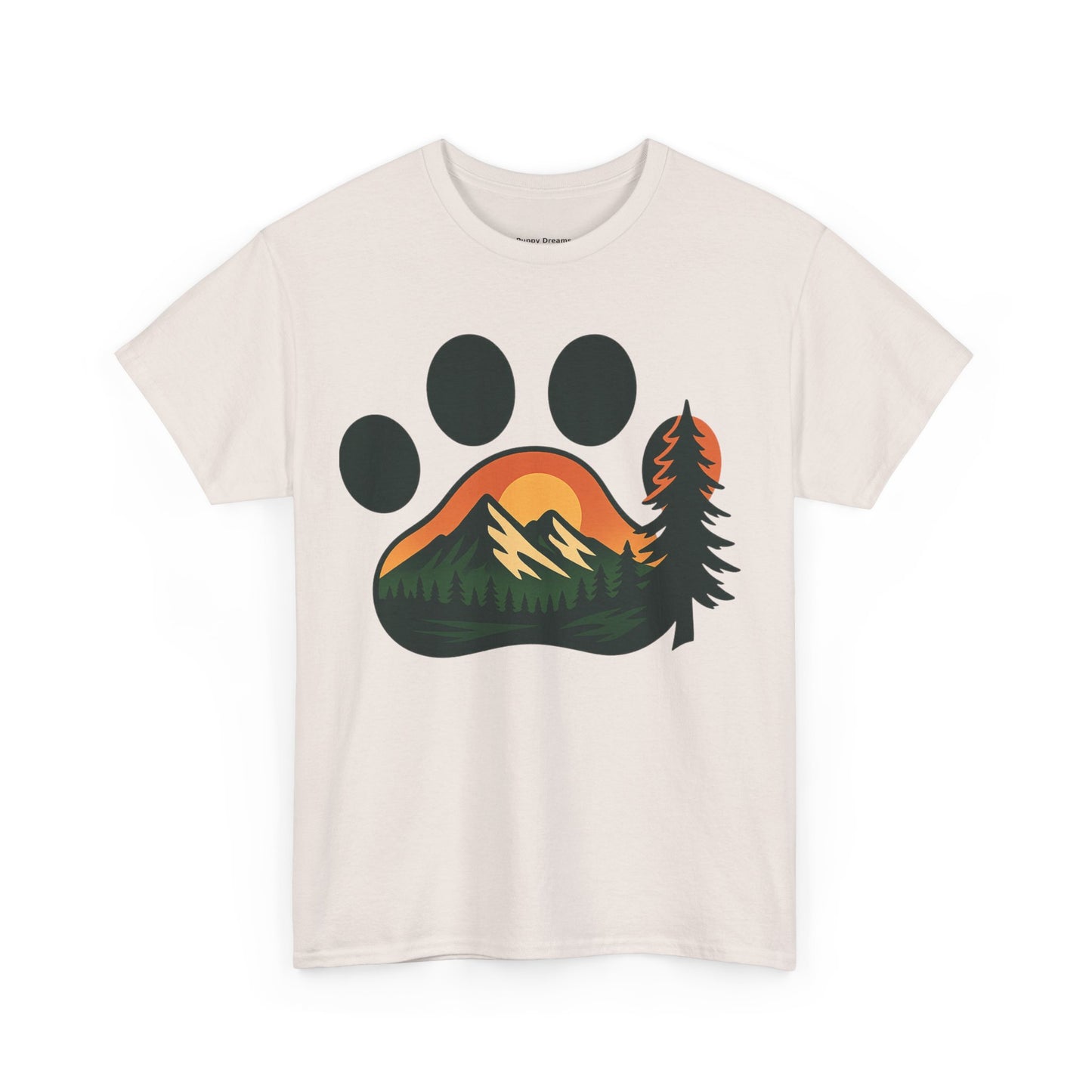 Nature-Inspired Paw Print Tee | Unisex Heavy Cotton T-Shirt for Animal Lovers, Outdoor Enthusiasts, Hiking, Camping, Gift Idea