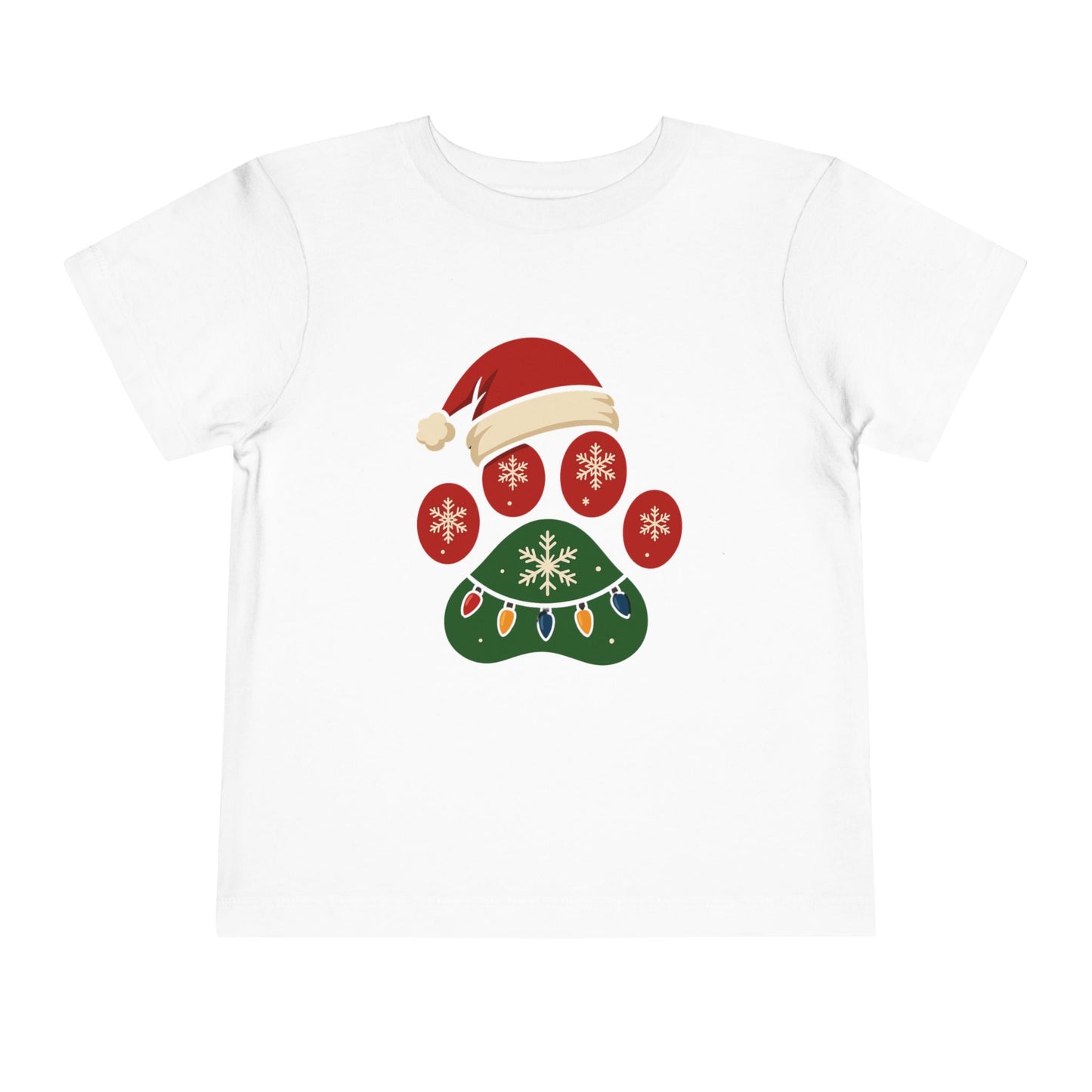 Christmas Toddler Tee with Holiday Paw Print Design, Cute Kids T-Shirt, Santa Dogs Tee, Holiday Outfit, Festive Child Shirt