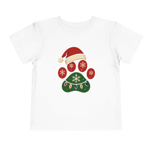 Christmas Toddler Tee with Holiday Paw Print Design, Cute Kids T-Shirt, Santa Dogs Tee, Holiday Outfit, Festive Child Shirt