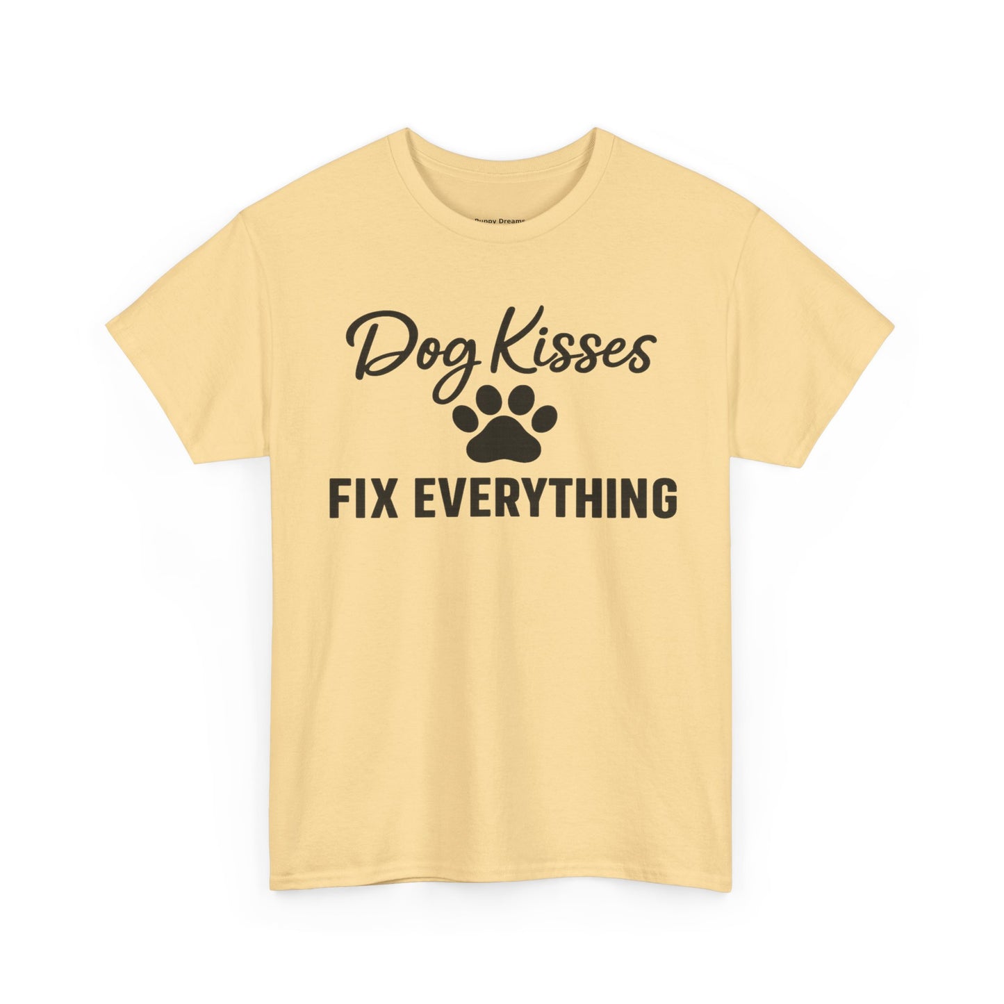 Dog Kisses Fix Everything Unisex Heavy Cotton Tee, Pet Lover Shirt, Gift for Dog Owners, Animal Rescue Supporter Tee, Casual Everyday Wear