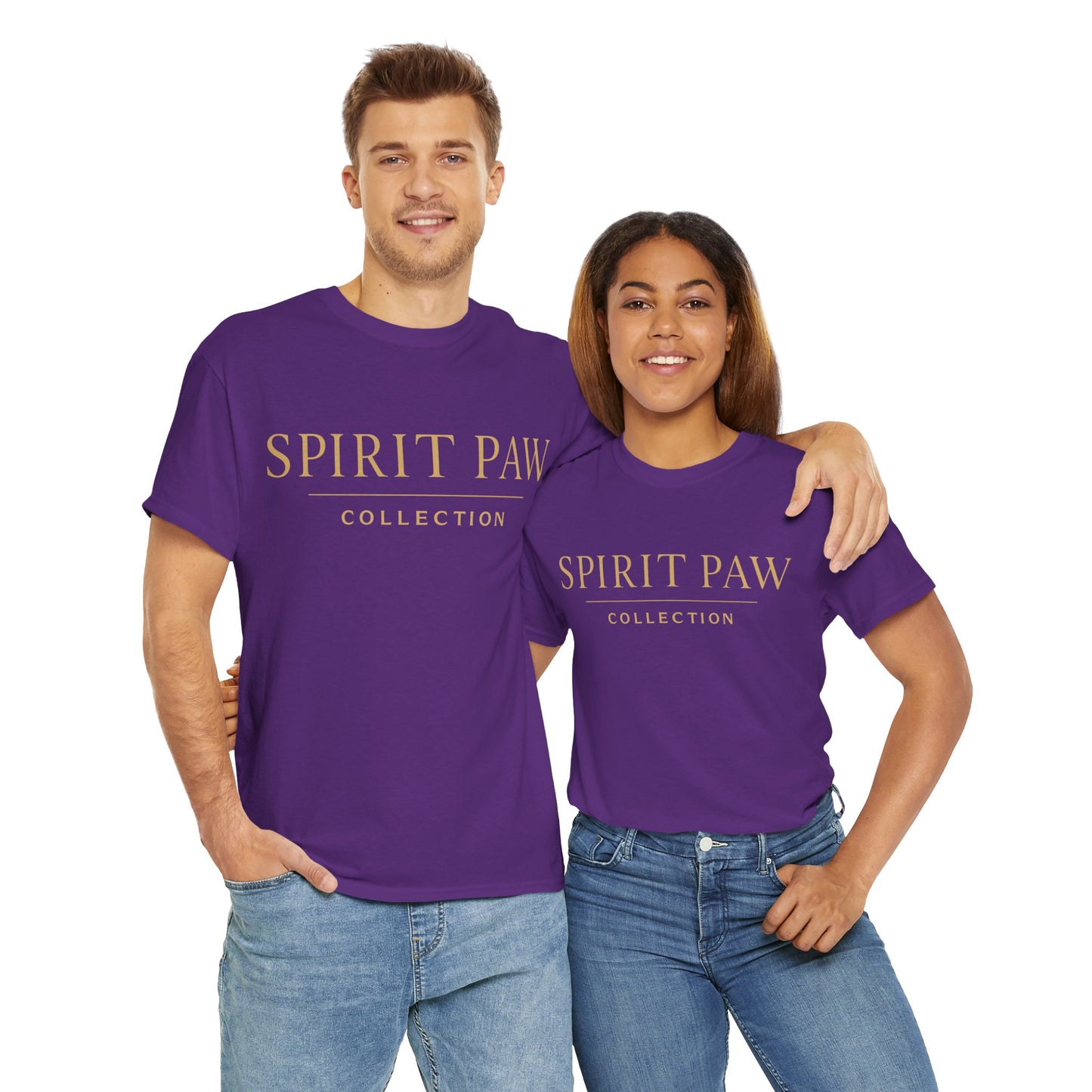 Unisex Spirit Paw Heavy Cotton Tee - Comfortable Tee for Animal Lovers, Casual Wear, Gift for Pet Owners, Everyday Style, Soft Cotton Shirt