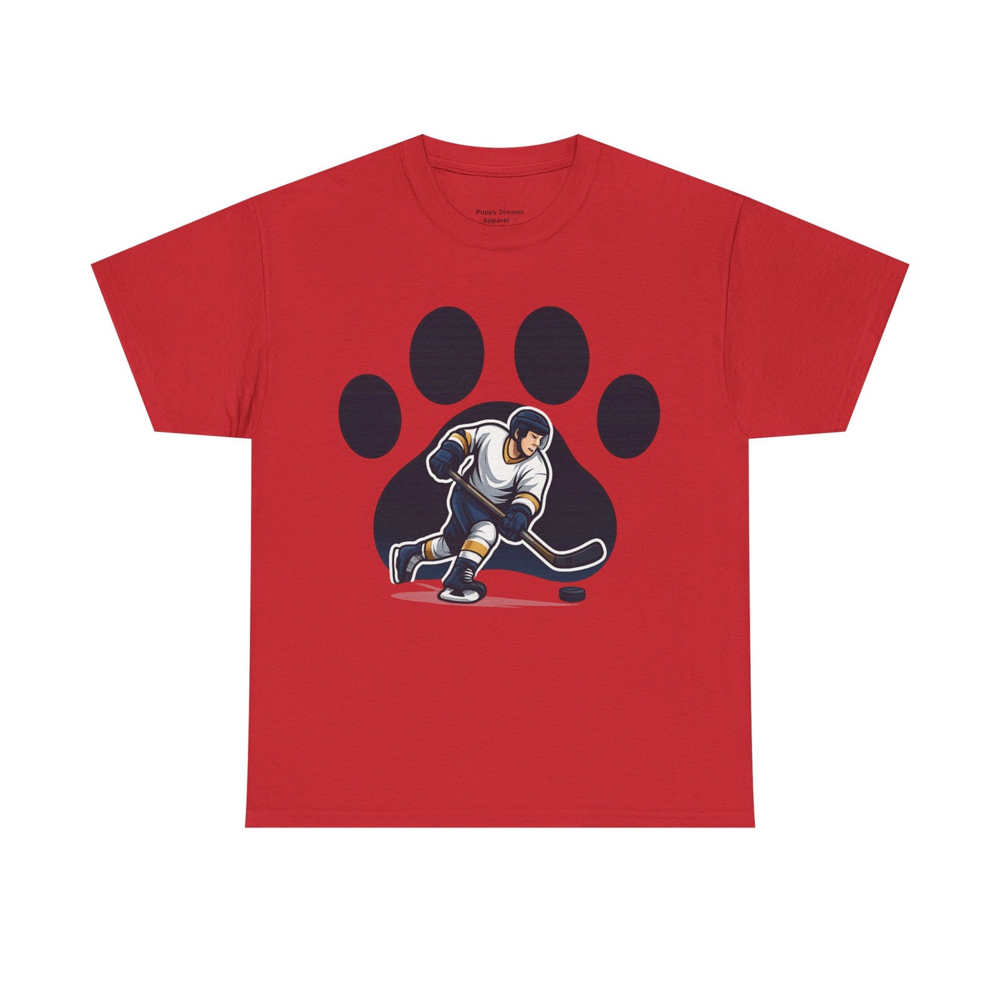 Hockey Paw Print Tee - Perfect for Ice Hockey Fans, Game Day Wear, Sports Events, Gifts for Athletes, Unisex Heavy Cotton T-Shirt