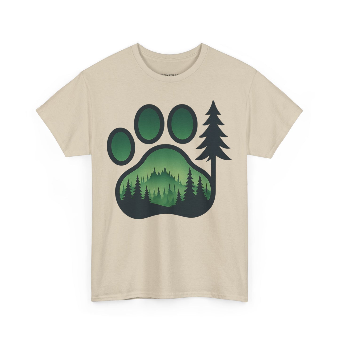 Eco-Friendly Unisex Cotton Tee with Forest and Paw Print Design, Nature Lover Gift, Animal Advocacy T-Shirt, Adventure Wear, Casual Outfit