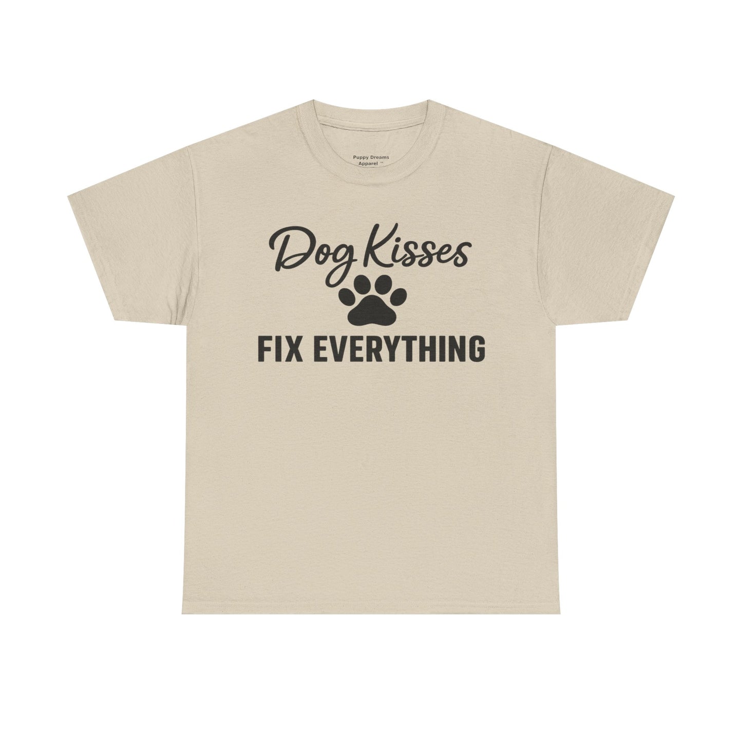 Dog Kisses Fix Everything Unisex Heavy Cotton Tee, Pet Lover Shirt, Gift for Dog Owners, Animal Rescue Supporter Tee, Casual Everyday Wear