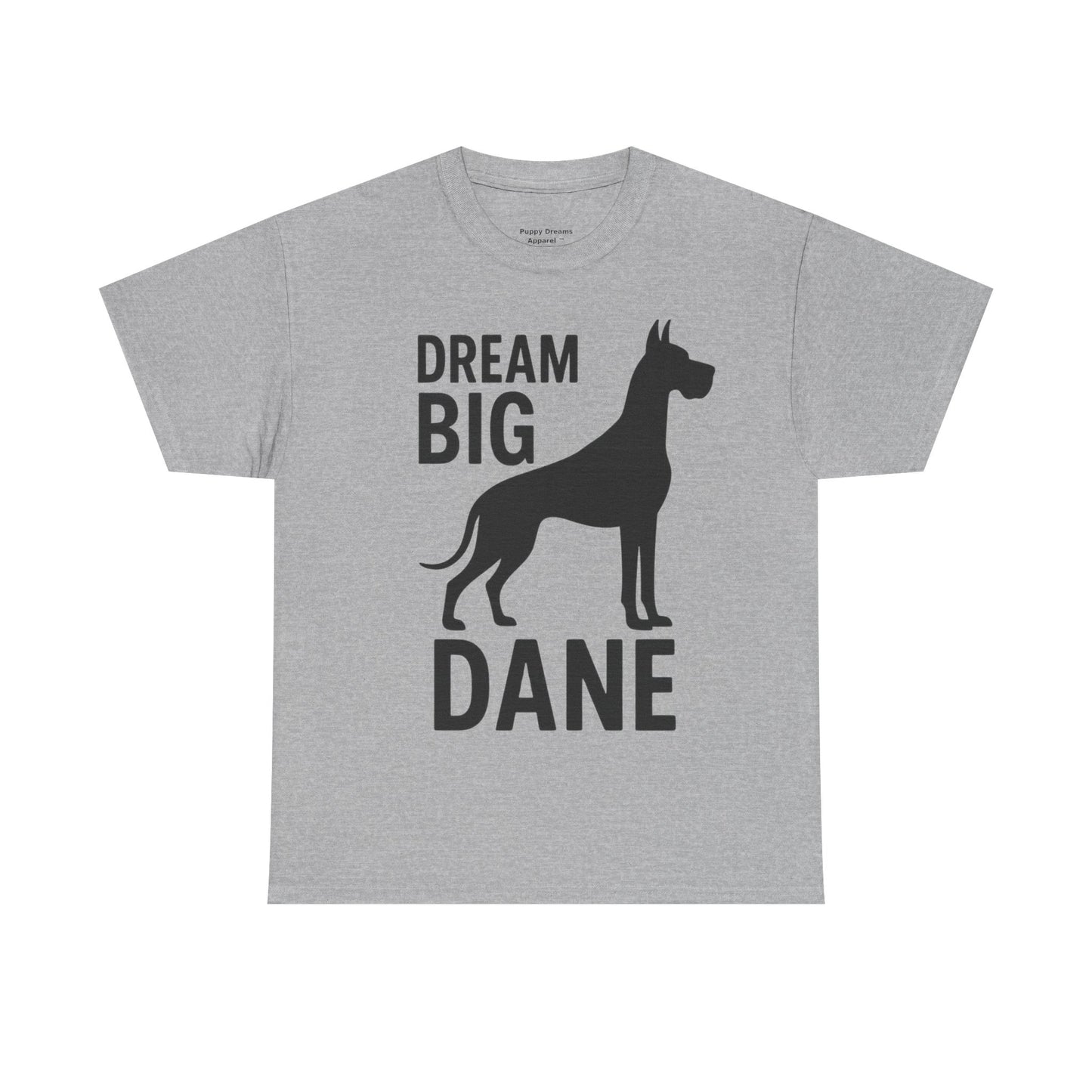 Dream Big Dane Unisex Heavy Cotton Tee, Great Dane Dog Lover Shirt, Pet Gift, Casual Wear, Dog Owner Tee, Animal Lover Apparel