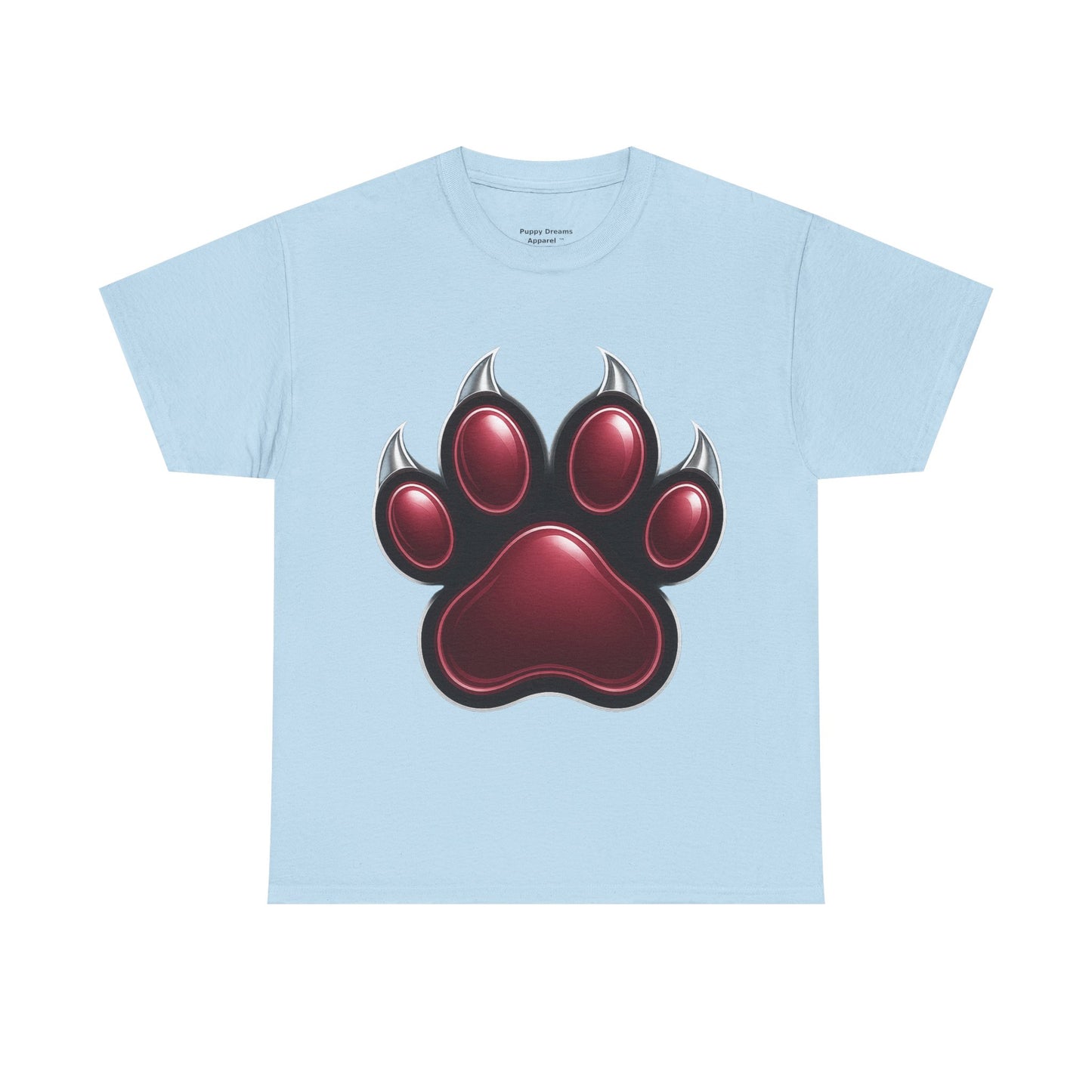 Stylish Unisex Heavy Cotton Tee with Bold Red Paw Print, Pet Lover Gift, Animal Rescue Fundraiser, Casual Wear, Everyday Essentials