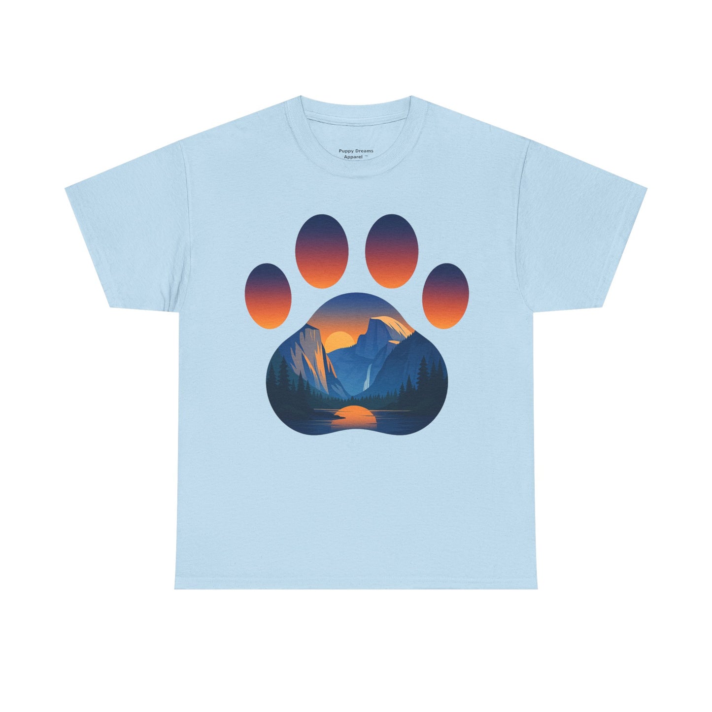Mountain Sunset Paw Print Tee for Animal Lovers, Unisex Cotton Shirt, Gift for Pet Owners, Nature-Themed T-Shirt, Casual Wear