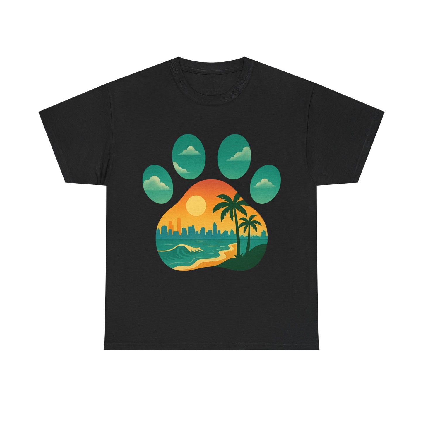T-Shirt with Palm Tree Sunset Design, Beach Lover Gift, Unisex Shirt, Summer Vibes Tee, Casual Wear, Nature-Inspired Fashion