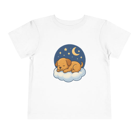 Sleepy Puppy Toddler Tee, Cute Dog Kids Shirt, Toddler Sleepwear, Baby Gift, Animal T-Shirt, Stars and Moon Design