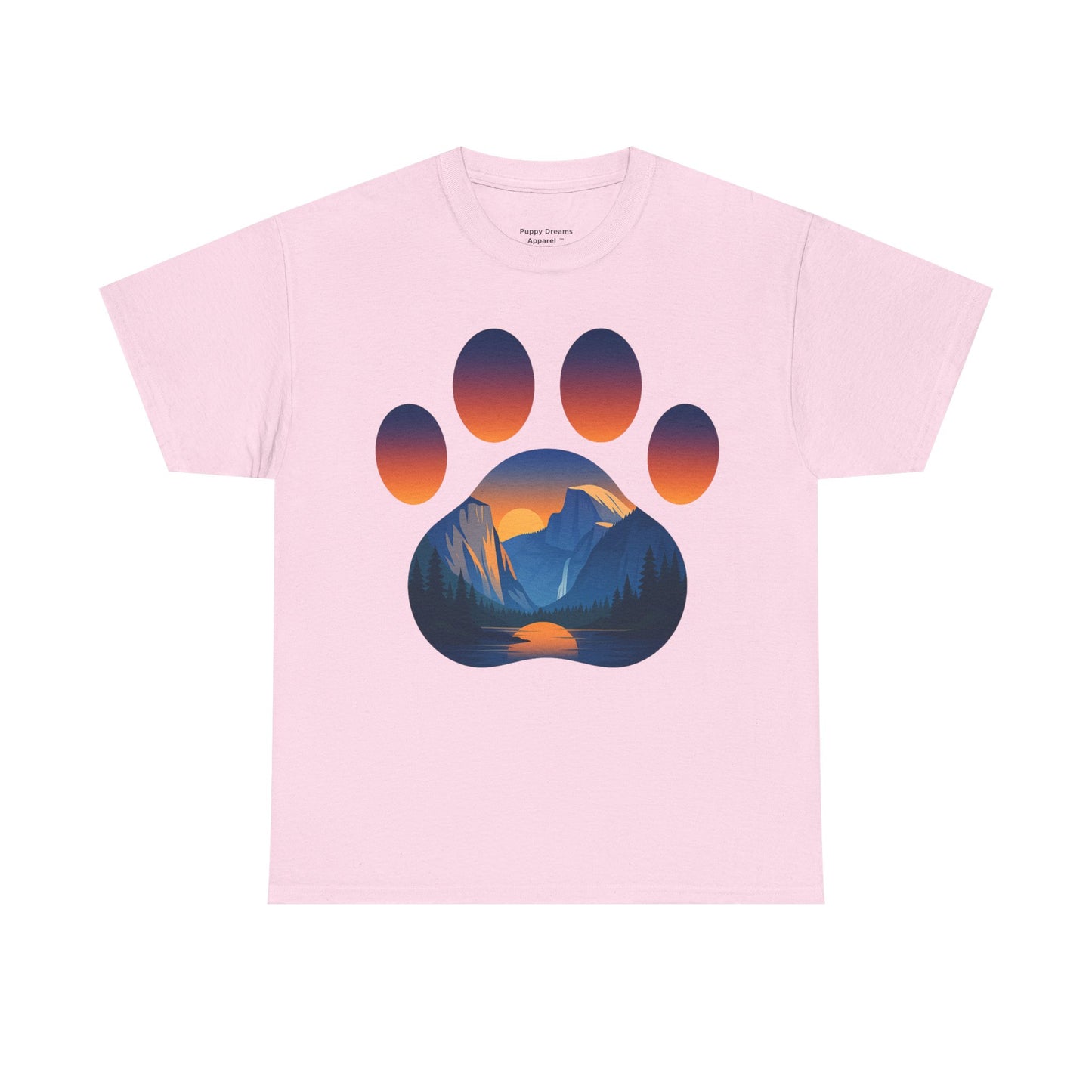 Mountain Sunset Paw Print Tee for Animal Lovers, Unisex Cotton Shirt, Gift for Pet Owners, Nature-Themed T-Shirt, Casual Wear