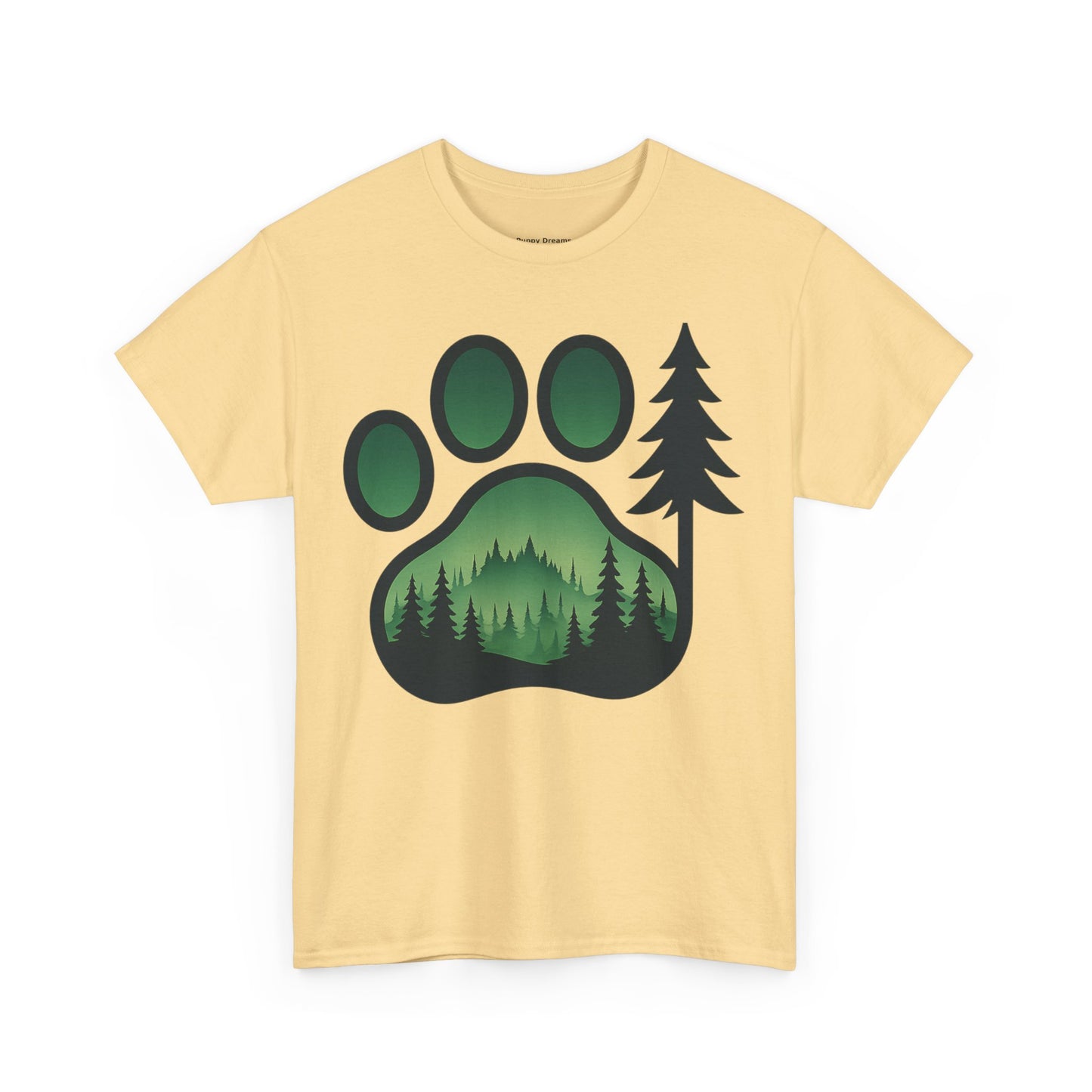 Eco-Friendly Unisex Cotton Tee with Forest and Paw Print Design, Nature Lover Gift, Animal Advocacy T-Shirt, Adventure Wear, Casual Outfit