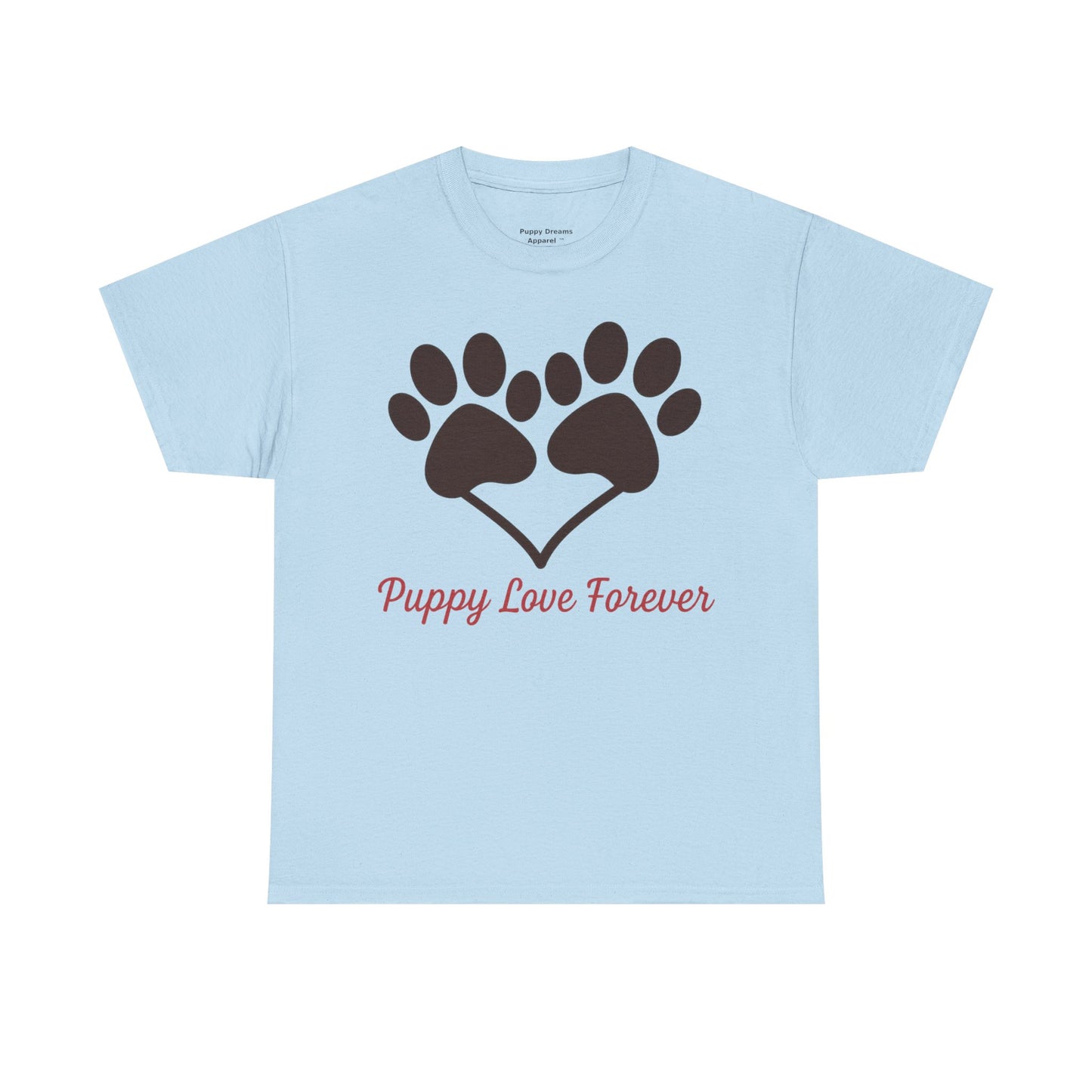 Puppy Love Forever Unisex Heavy Cotton Tee, Dog Lover Gift, Heart Paw Print Shirt, Pet Adoption Awareness, Animal Rescue T-Shirt