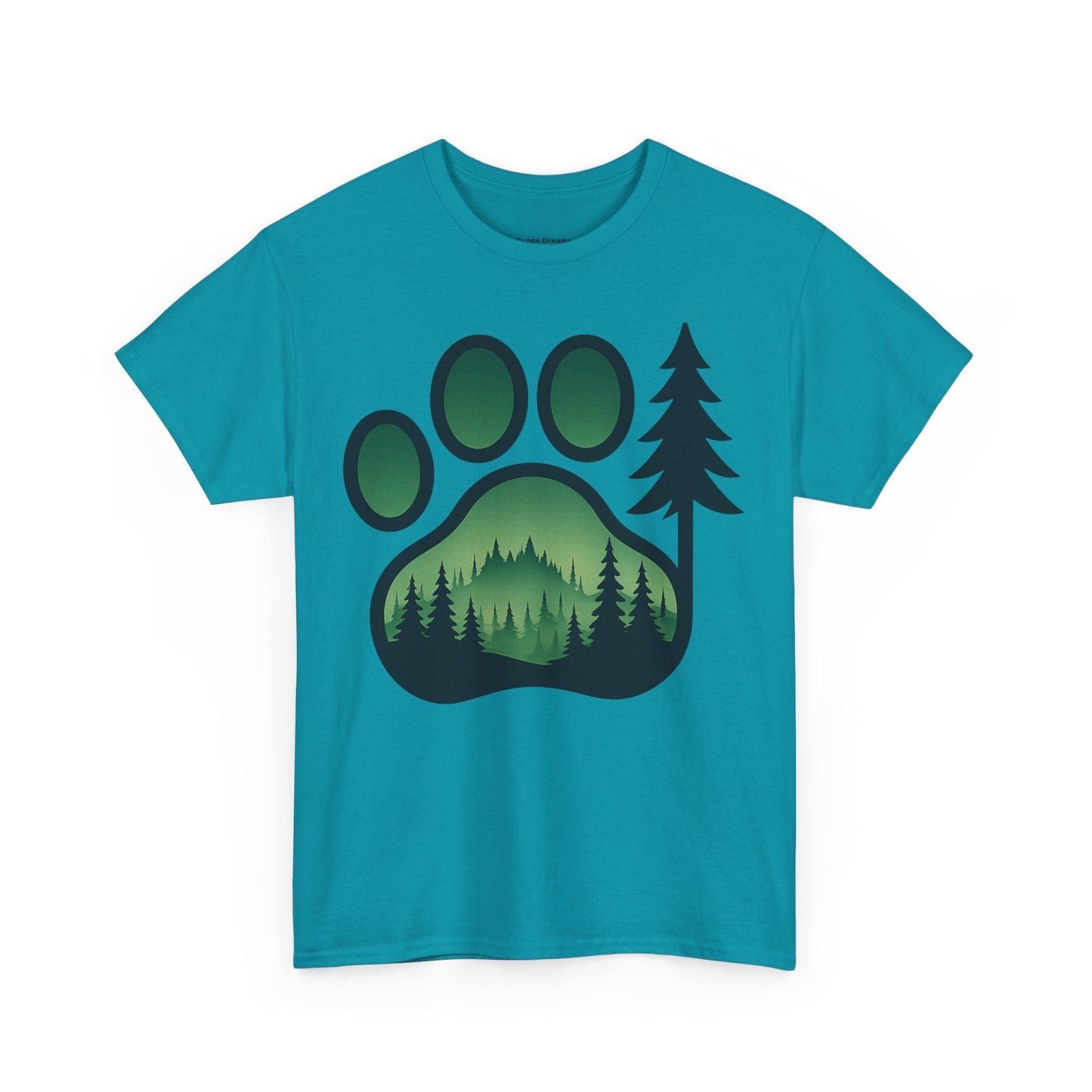 Eco-Friendly Unisex Cotton Tee with Forest and Paw Print Design, Nature Lover Gift, Animal Advocacy T-Shirt, Adventure Wear, Casual Outfit