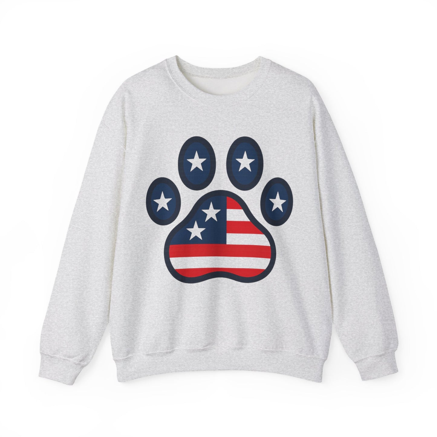 Patriotic Paw Print Crewneck Sweatshirt, Dog Lover Gift, USA Sweatshirt, Fourth of July Apparel, Animal Print Sweatshirt