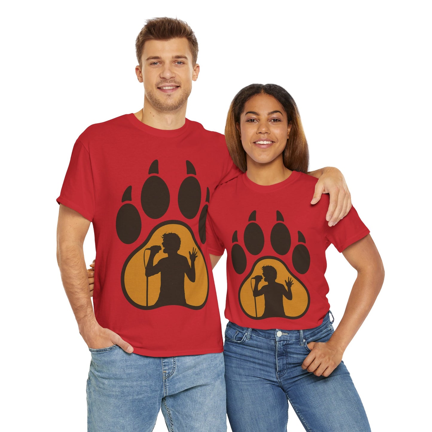 Rockin' Paw Print Tee - Unisex Cotton Shirt for Animal Lovers, Music Fans, Gifts, Concerts, Hipster Style