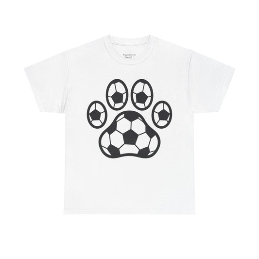 Soccer Paw Print T-Shirt - Pet Lover Gift, Unisex Tee, Football Shirt, Animal Lover Apparel, Sports Fan Gift