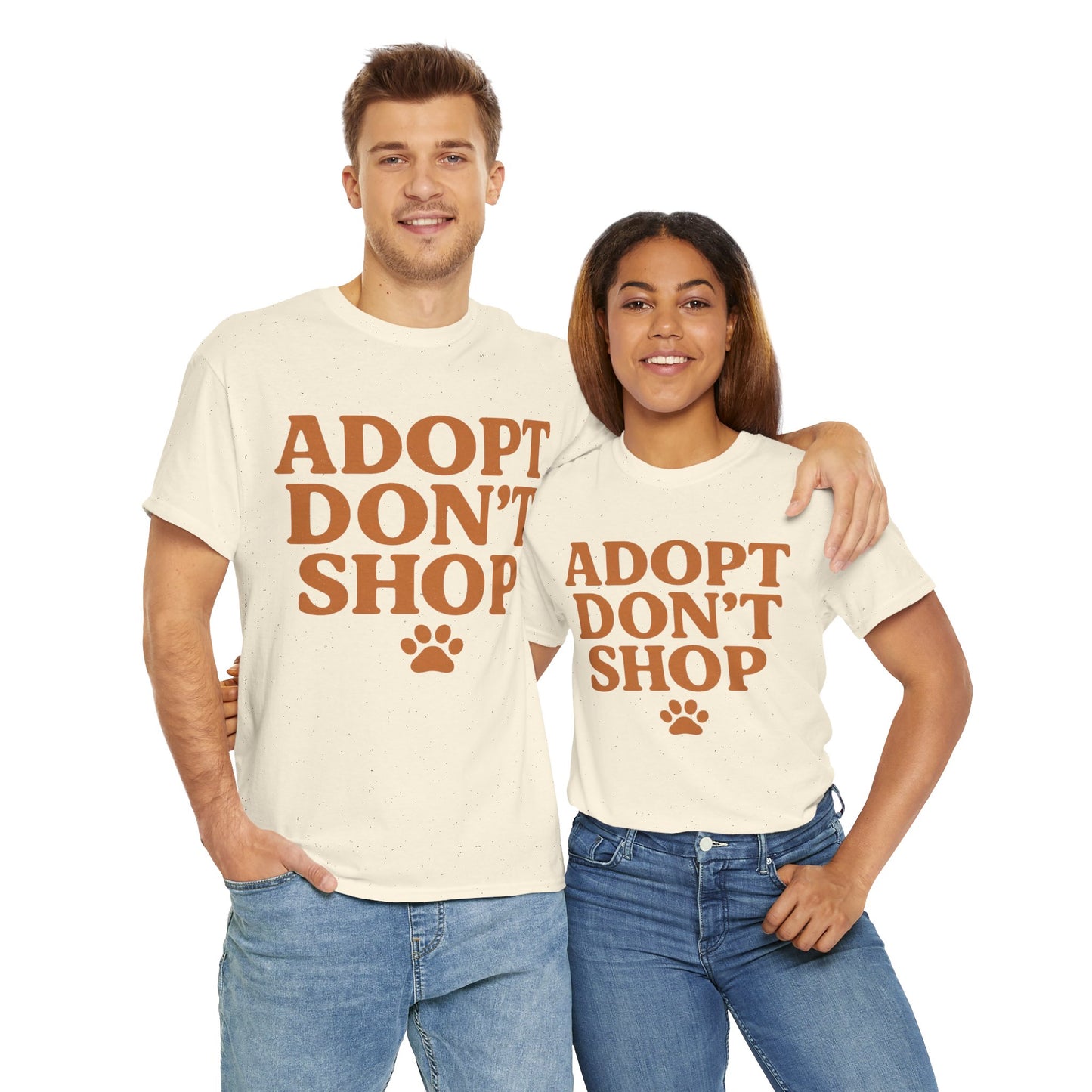 Adopt Don't Shop Unisex Heavy Cotton Tee, Pet Lover Gift, Animal Rescue T-Shirt, Ethical Fashion, Animal Rights, Casual Everyday Wear