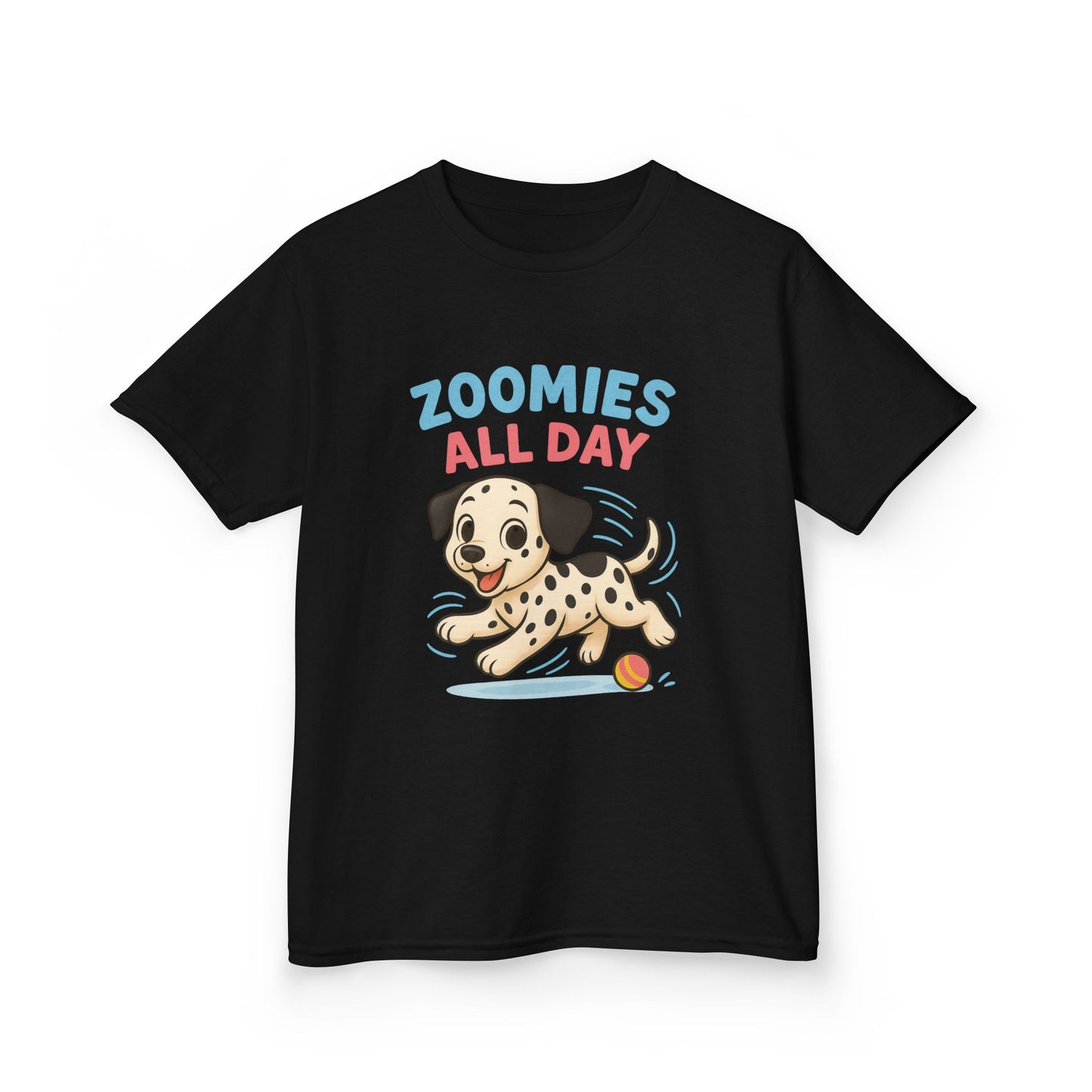 Kids Dalmatian Zoomies Tee, Funny Dog T-Shirt, Kids Playwear, Animal Lover Gift, Pet-Themed Apparel