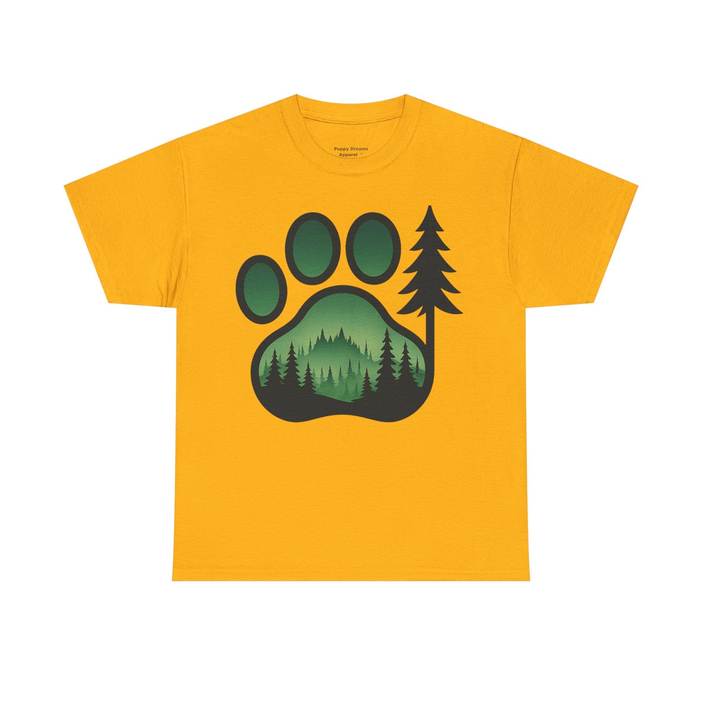 Eco-Friendly Unisex Cotton Tee with Forest and Paw Print Design, Nature Lover Gift, Animal Advocacy T-Shirt, Adventure Wear, Casual Outfit