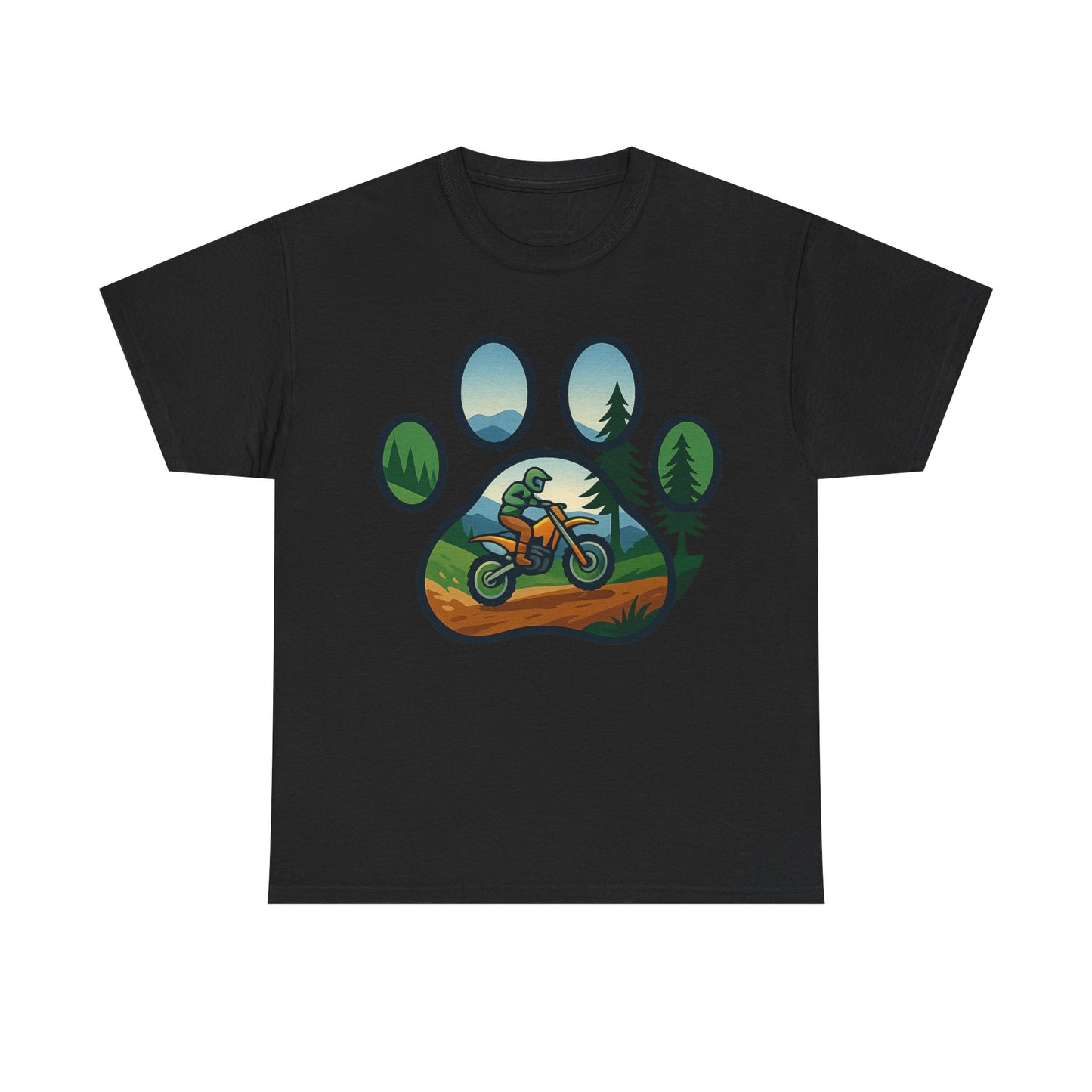 Adventure Paw Print T-Shirt, Unisex Cotton Tee, Outdoor Enthusiast Gift, Nature Lover Shirt, Motorcycle Graphics Tee