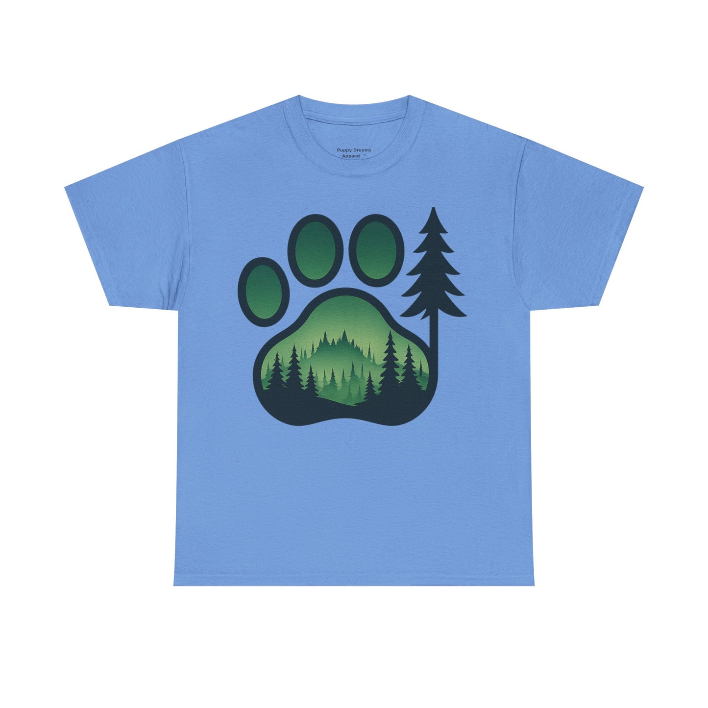Eco-Friendly Unisex Cotton Tee with Forest and Paw Print Design, Nature Lover Gift, Animal Advocacy T-Shirt, Adventure Wear, Casual Outfit