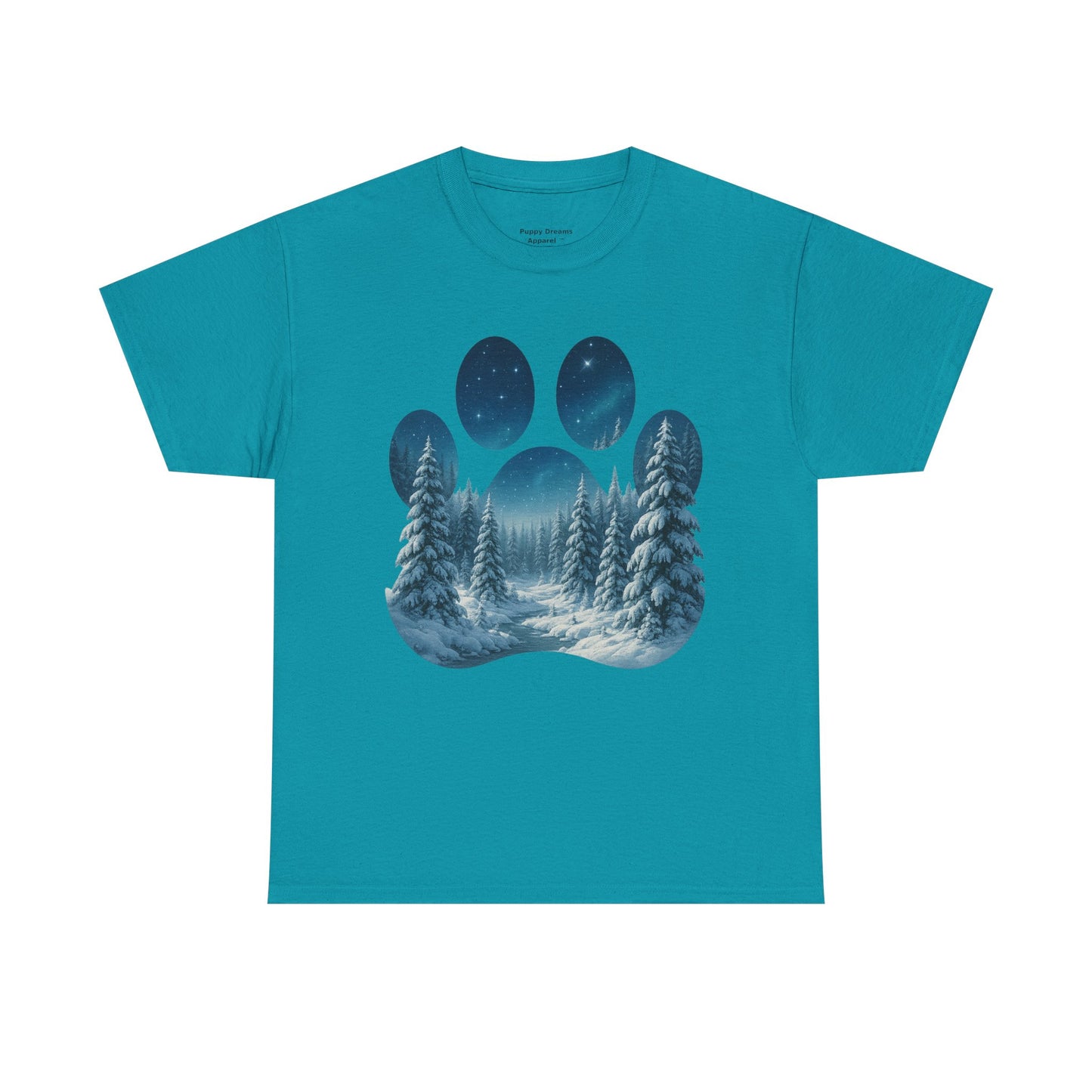 Nighttime Forest Scene Unisex Heavy Cotton Tee, Vintage Aesthetic T-Shirt, Nature Lover Gift, Outdoor Adventure Shirt, Cozy Casual Tee