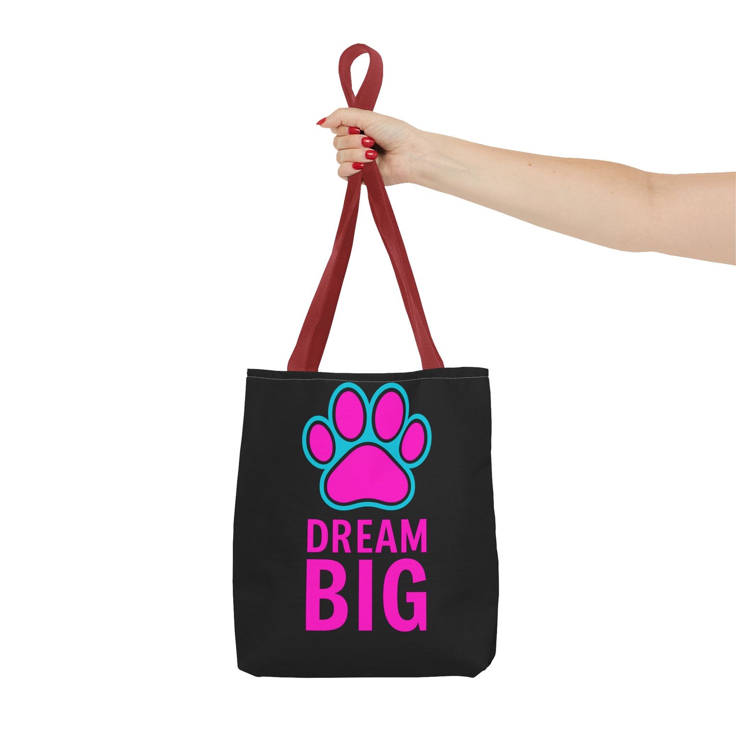 Dream Big Paw Print Tote Bag, Cute Dog Lover Gift, Pet Mom Accessory, Reusable Shopping Bag, Inspirational Dog Tote