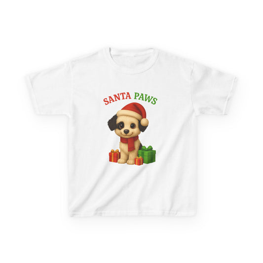 Kids Santa Paws Tee, Adorable Holiday Dog T-Shirt, Christmas Gift for Boys and Girls, Cute Pup Design, Holiday Apparel, Festive Kids Wear