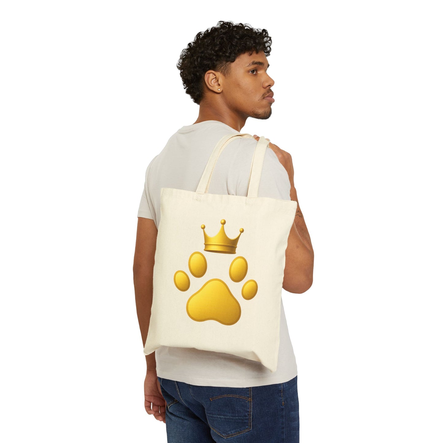 Royal Pet Paw Cotton Canvas Tote Bag, Dog Lover Gift, Eco-Friendly Shopping Bag, Personalized Pet Parent Tote, Cute Animal Design