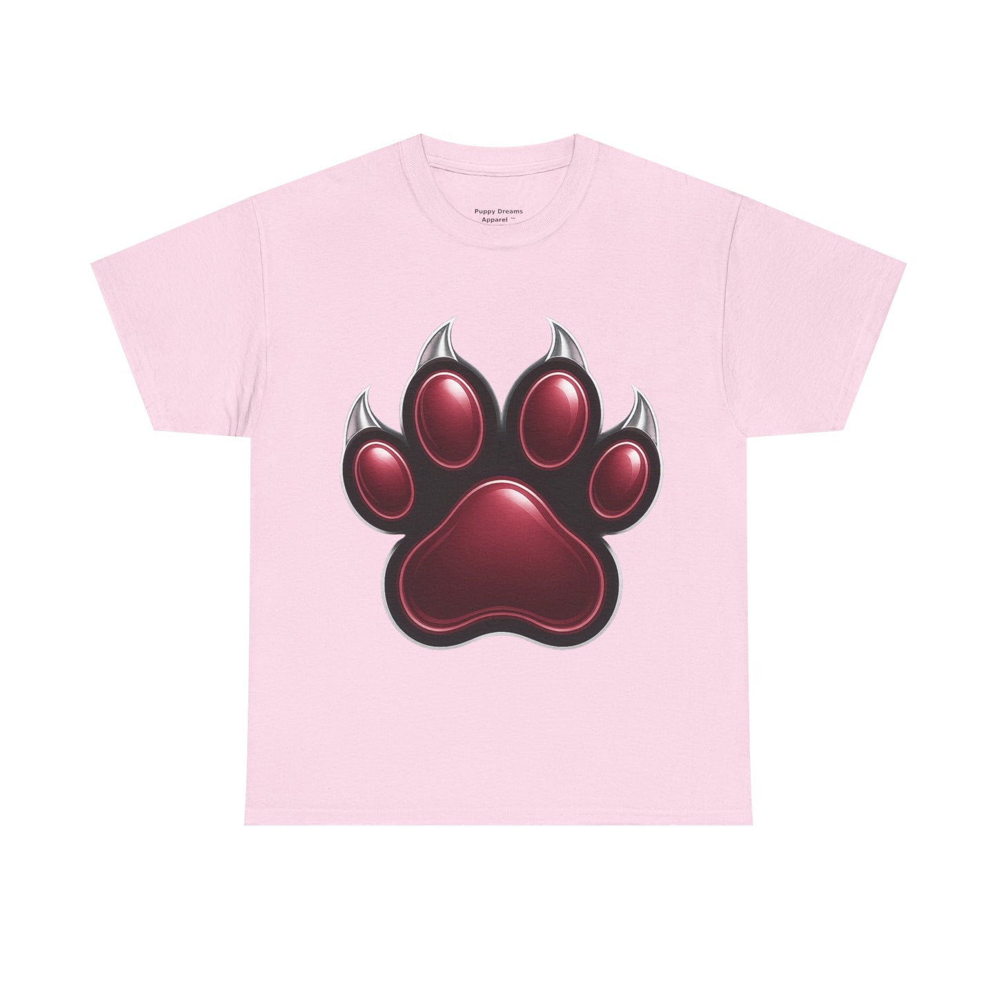 Stylish Unisex Heavy Cotton Tee with Bold Red Paw Print, Pet Lover Gift, Animal Rescue Fundraiser, Casual Wear, Everyday Essentials