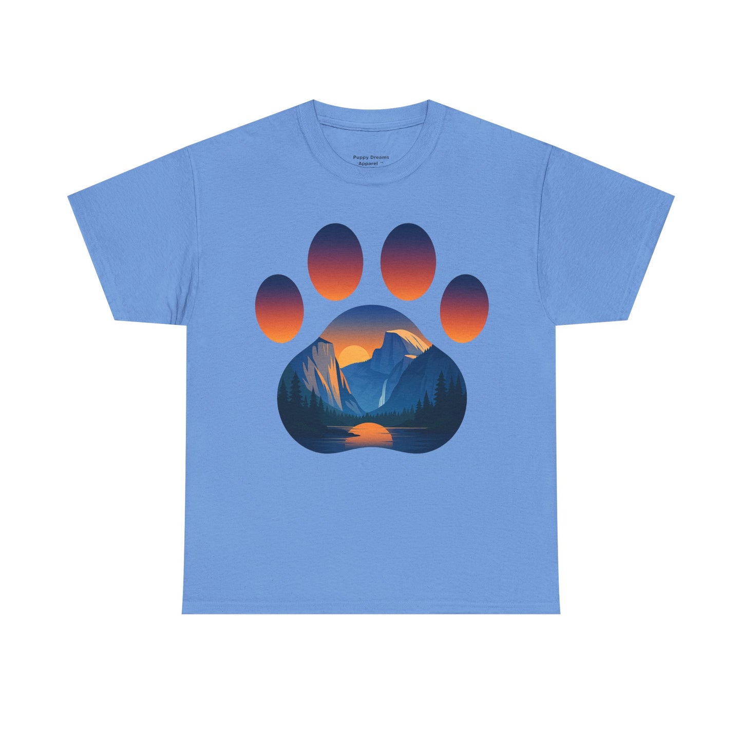 Mountain Sunset Paw Print Tee for Animal Lovers, Unisex Cotton Shirt, Gift for Pet Owners, Nature-Themed T-Shirt, Casual Wear