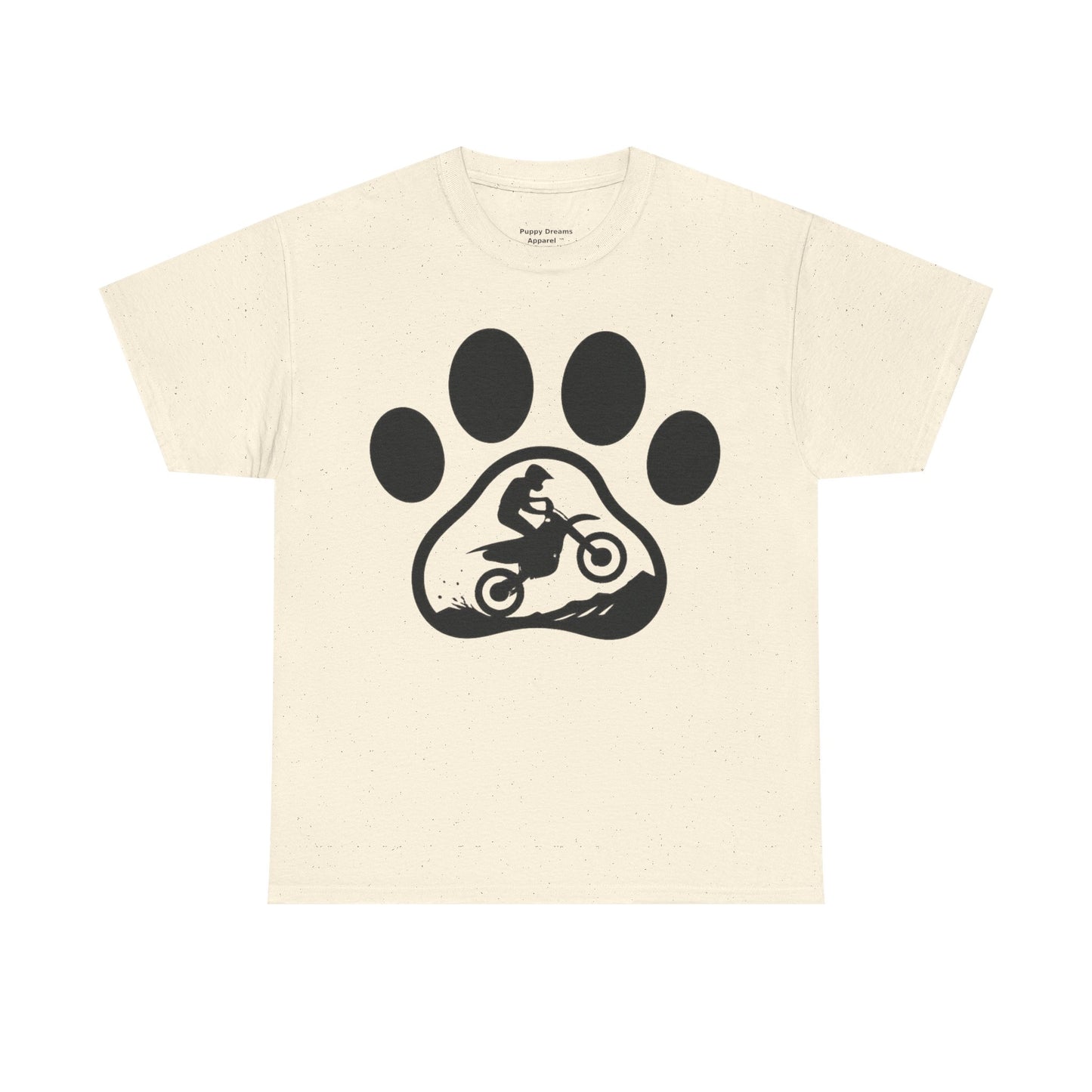 Motorcycle Paw Print Tee for Animal Lovers, Unisex Heavy Cotton Tee, Gift for Bikers, Dog Dad Shirt, Casual Wear, Paw Print Design