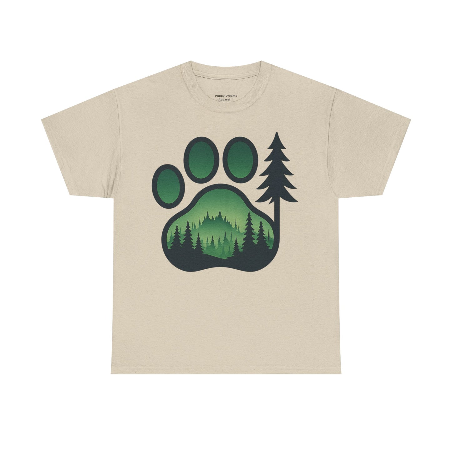 Eco-Friendly Unisex Cotton Tee with Forest and Paw Print Design, Nature Lover Gift, Animal Advocacy T-Shirt, Adventure Wear, Casual Outfit