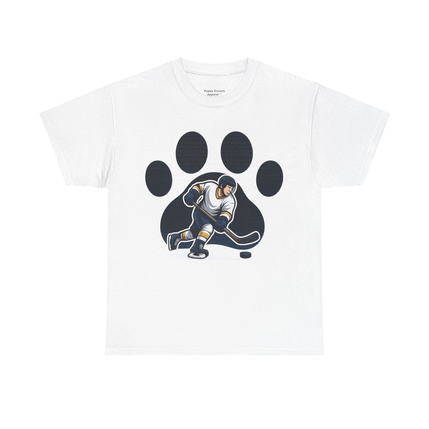 Hockey Paw Print Tee - Perfect for Ice Hockey Fans, Game Day Wear, Sports Events, Gifts for Athletes, Unisex Heavy Cotton T-Shirt