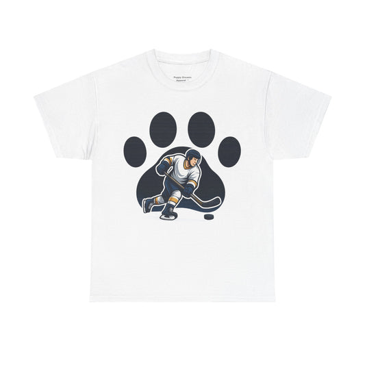 Hockey Paw Print Tee - Perfect for Ice Hockey Fans, Game Day Wear, Sports Events, Gifts for Athletes, Unisex Heavy Cotton T-Shirt