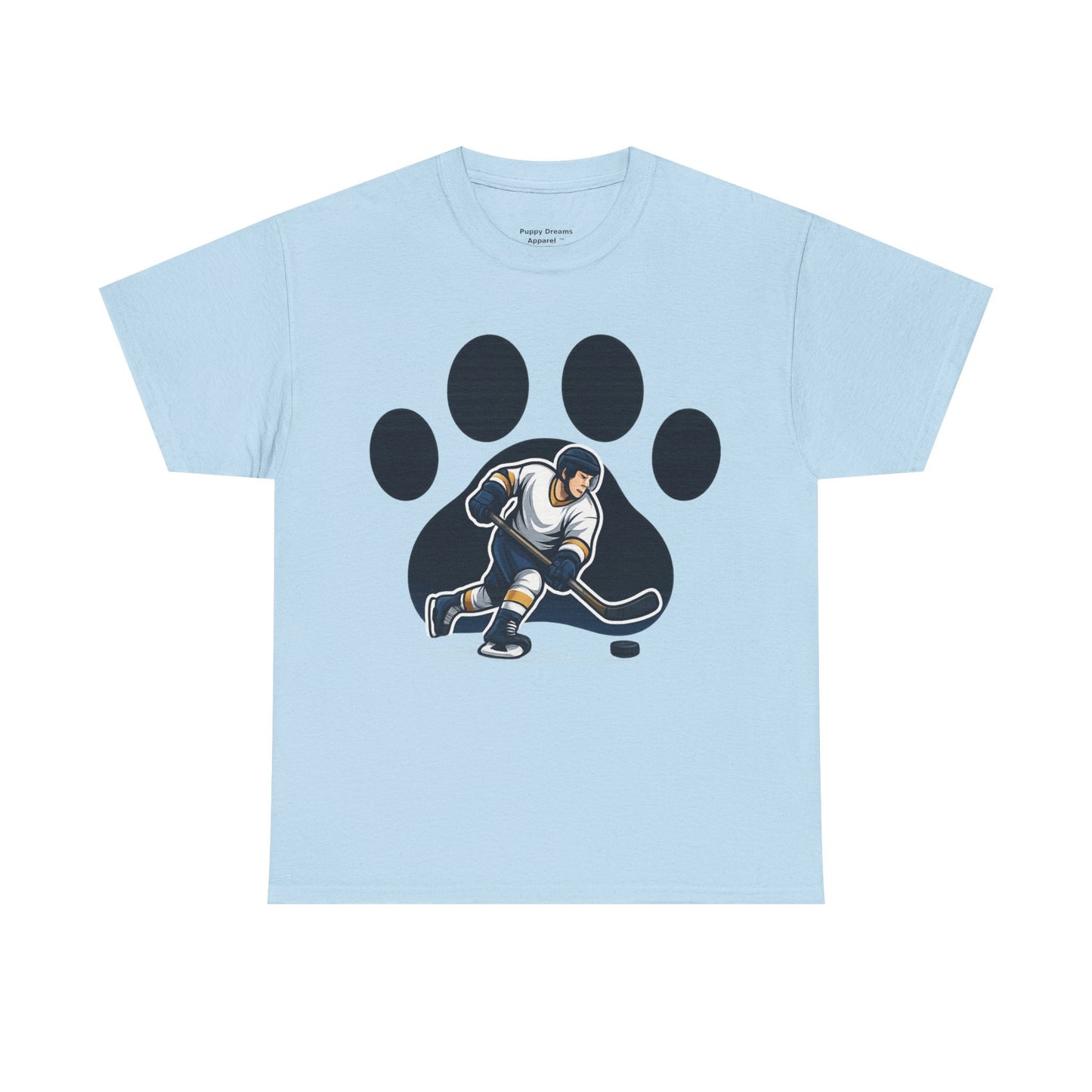Hockey Paw Print Tee - Perfect for Ice Hockey Fans, Game Day Wear, Sports Events, Gifts for Athletes, Unisex Heavy Cotton T-Shirt