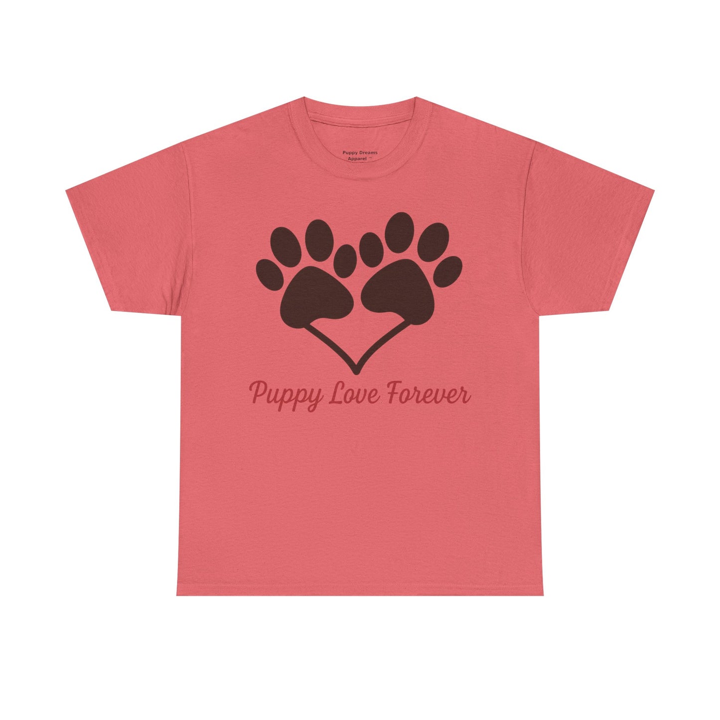 Puppy Love Forever Unisex Heavy Cotton Tee, Dog Lover Gift, Heart Paw Print Shirt, Pet Adoption Awareness, Animal Rescue T-Shirt