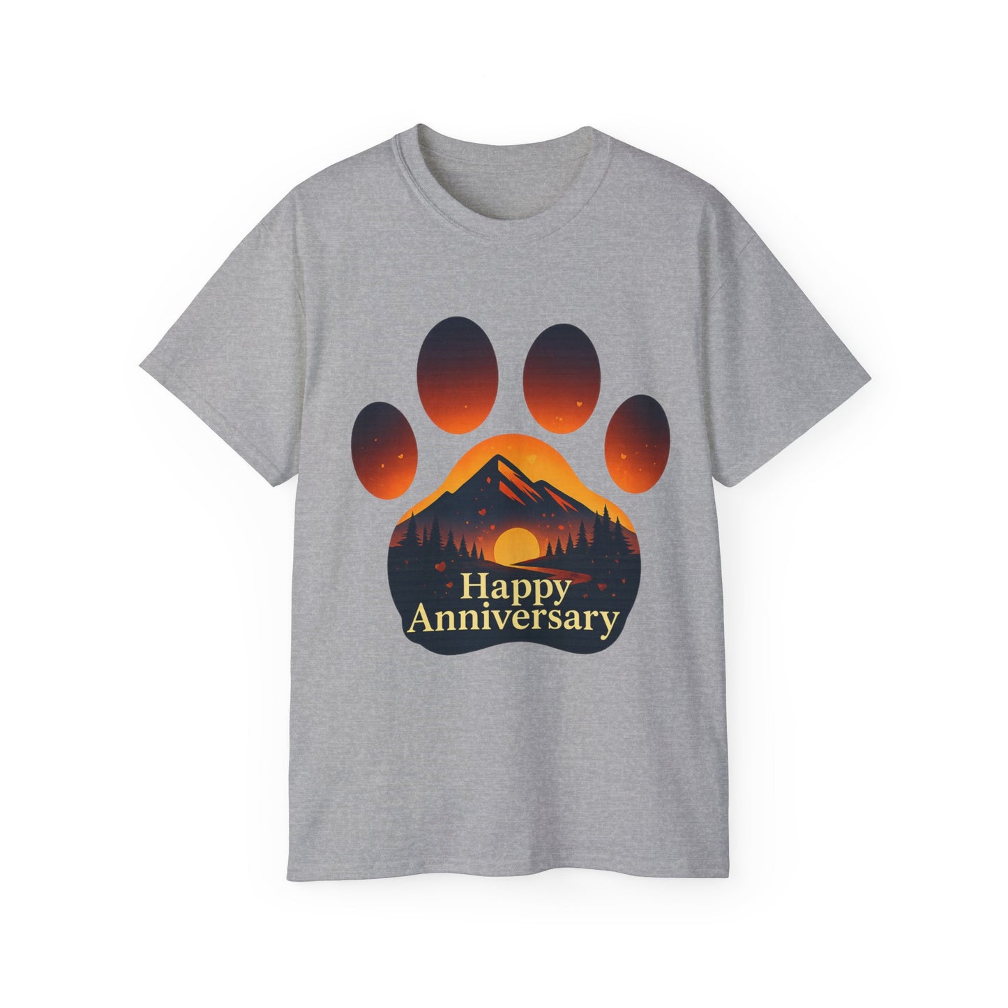 Anniversary Paw Print Tee - Happy Anniversary Shirt for Pet Lovers, Gift for Him/Her, Cute Animal Lover Gift, Unisex Cotton T-Shirt