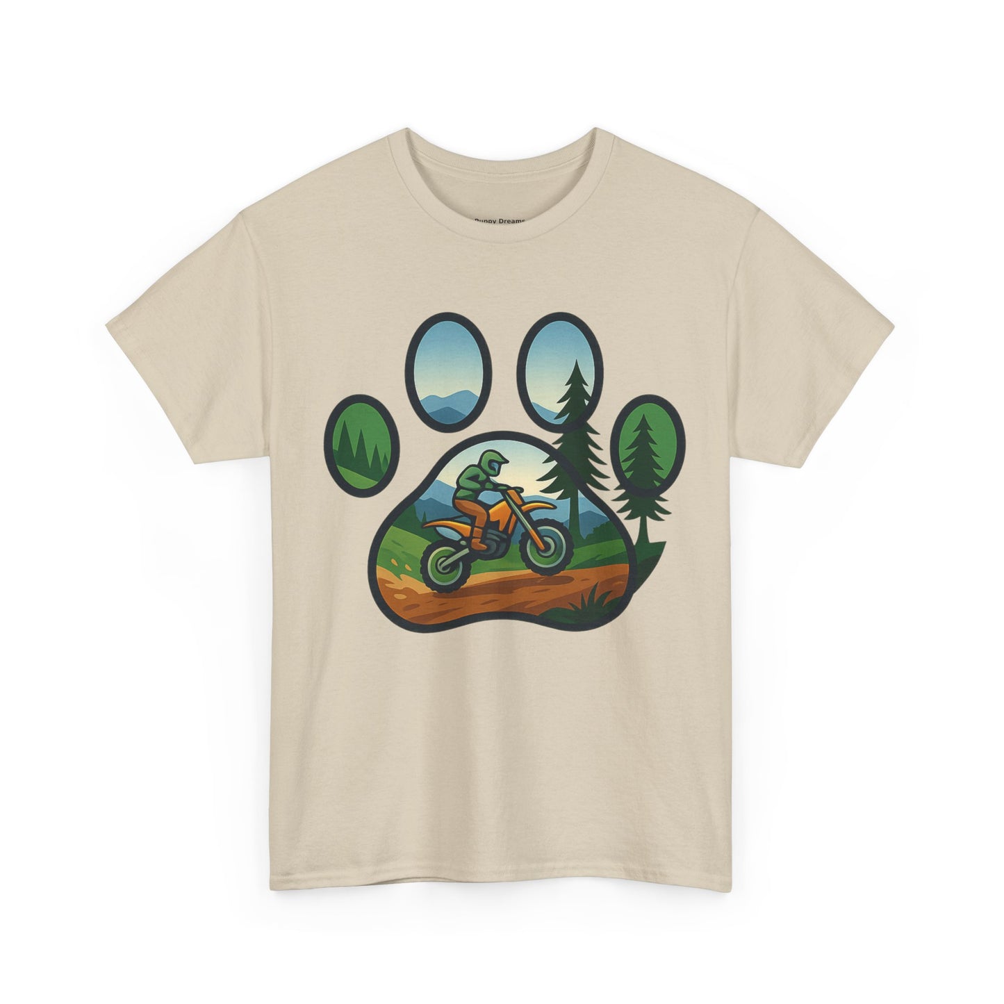 Adventure Paw Print T-Shirt, Unisex Cotton Tee, Outdoor Enthusiast Gift, Nature Lover Shirt, Motorcycle Graphics Tee