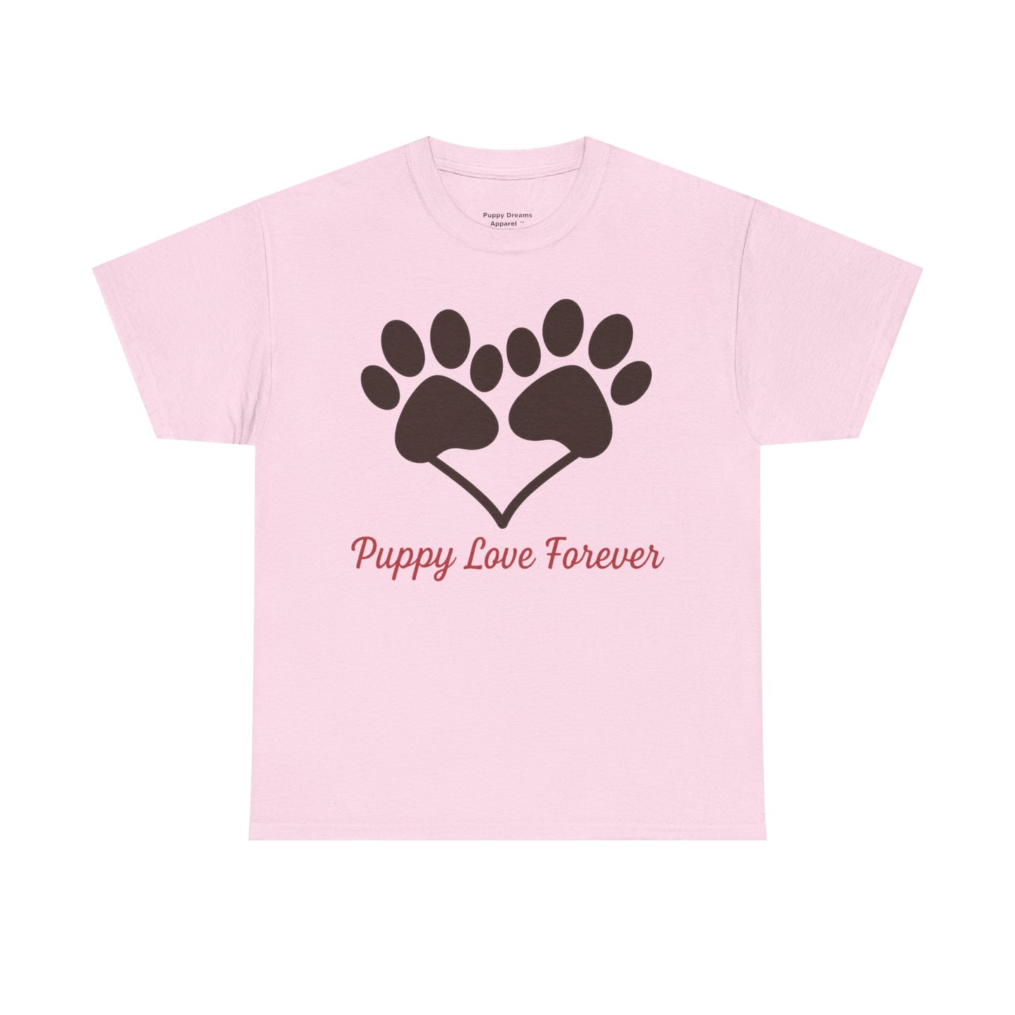 Puppy Love Forever Unisex Heavy Cotton Tee, Dog Lover Gift, Heart Paw Print Shirt, Pet Adoption Awareness, Animal Rescue T-Shirt