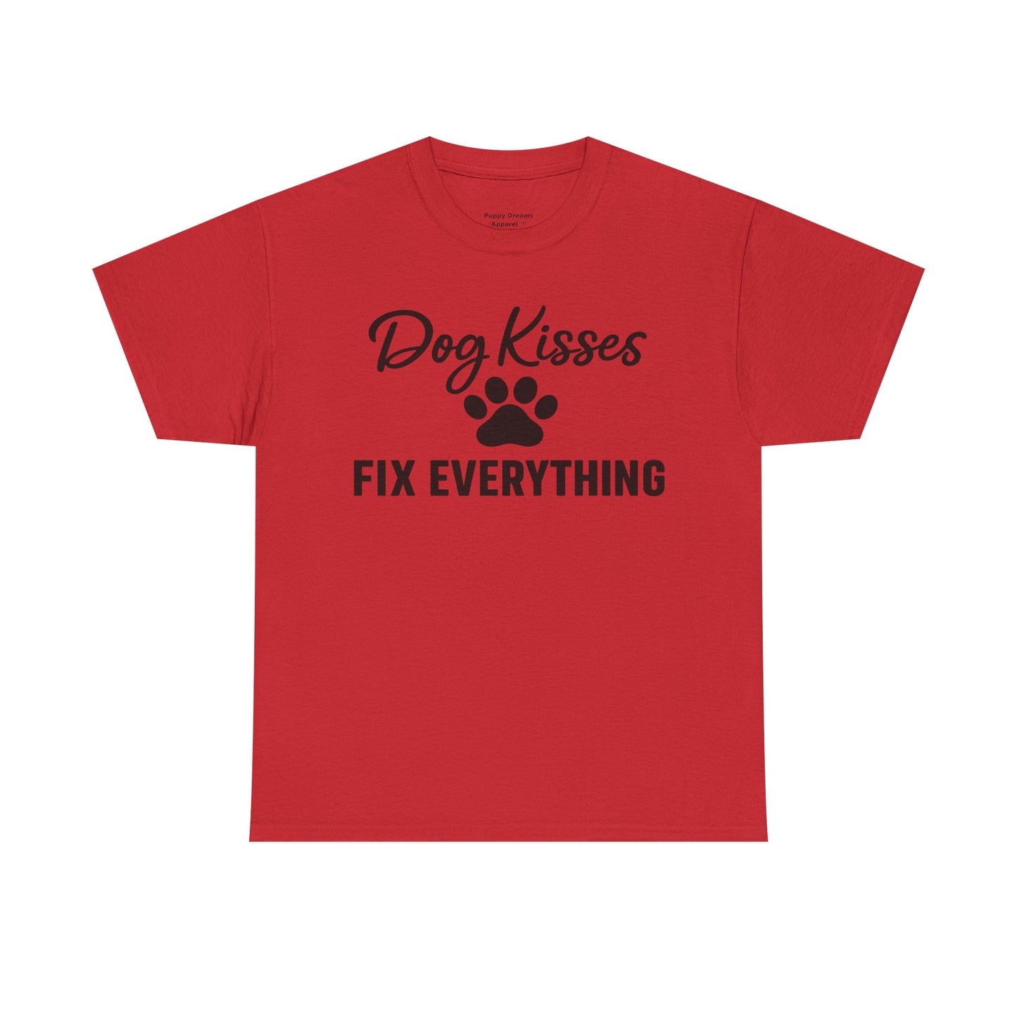 Dog Kisses Fix Everything Unisex Heavy Cotton Tee, Pet Lover Shirt, Gift for Dog Owners, Animal Rescue Supporter Tee, Casual Everyday Wear