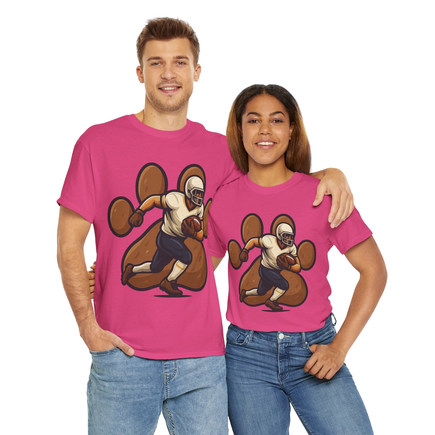 Football Paw Print Tee - Unisex Heavy Cotton T-Shirt, Sports Fan Gift, Game Day Apparel, Casual Wear, Team Spirit Tops